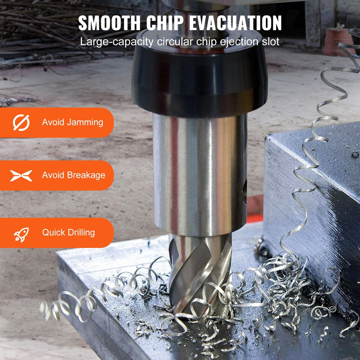 Annular Cutter Set, 6 pcs Universal Shank Mag Drill Bits, 1" to 2" Cutting Diameter, 2" Cutting Depth, M2AL High-Speed Steel, with 2 Pilot Pins and Portable Case, for Using with Magnetic Drills