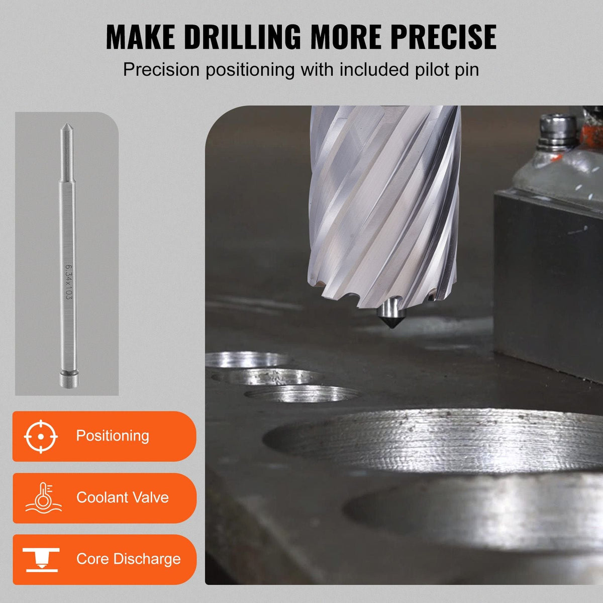 Annular Cutter Set, 6 pcs Universal Shank Mag Drill Bits, 1" to 2" Cutting Diameter, 2" Cutting Depth, M2AL High-Speed Steel, with 2 Pilot Pins and Portable Case, for Using with Magnetic Drills