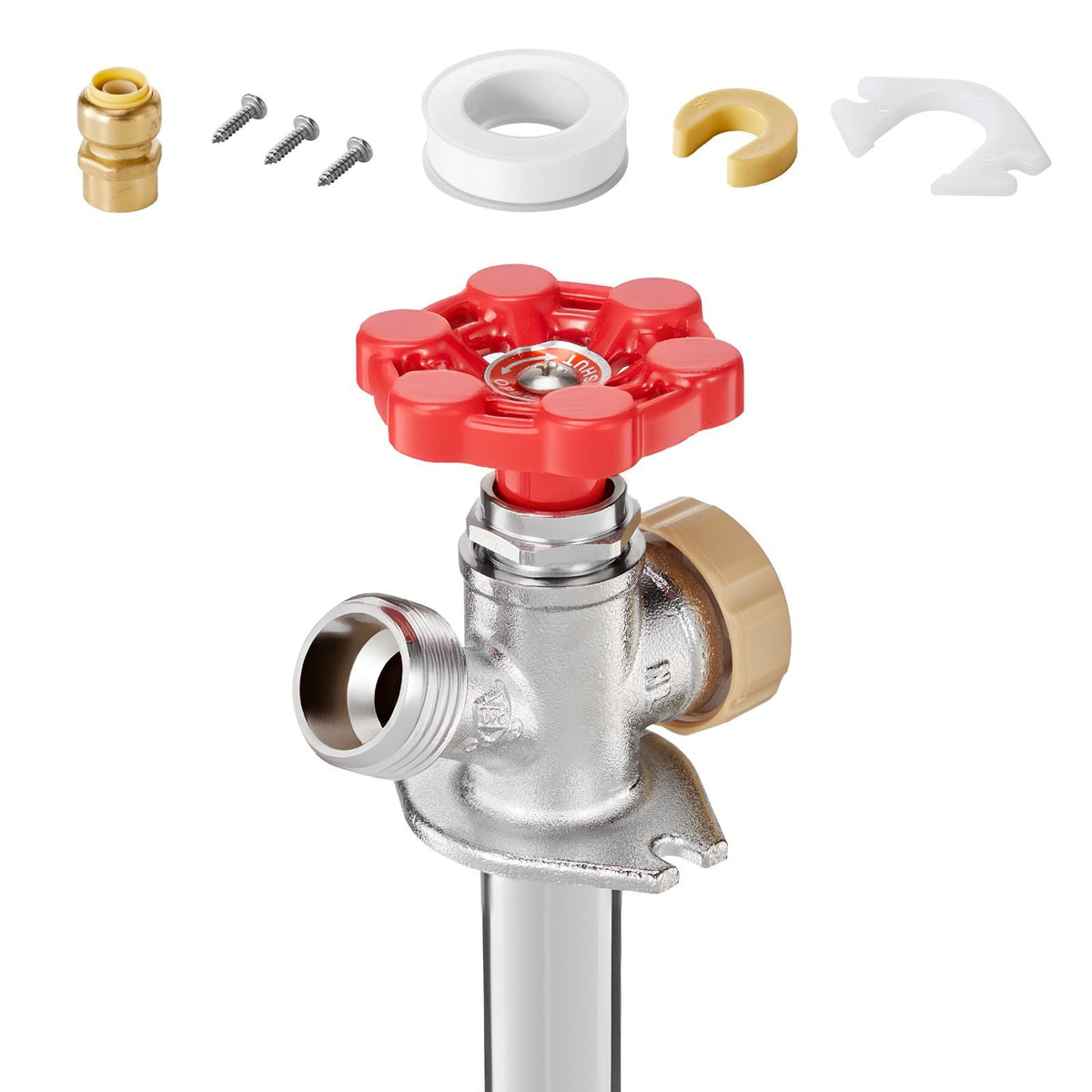 Anti-Siphon Frost-Proof Sillcock, 12" Freeze Proof Outdoor Faucet Bib with Backflow Preventer, 1/2" Push-to-Fit Connector X 3/4" Hose Bibb, No Lead Frost-free Spigot for PEX Copper CPVC Pipes