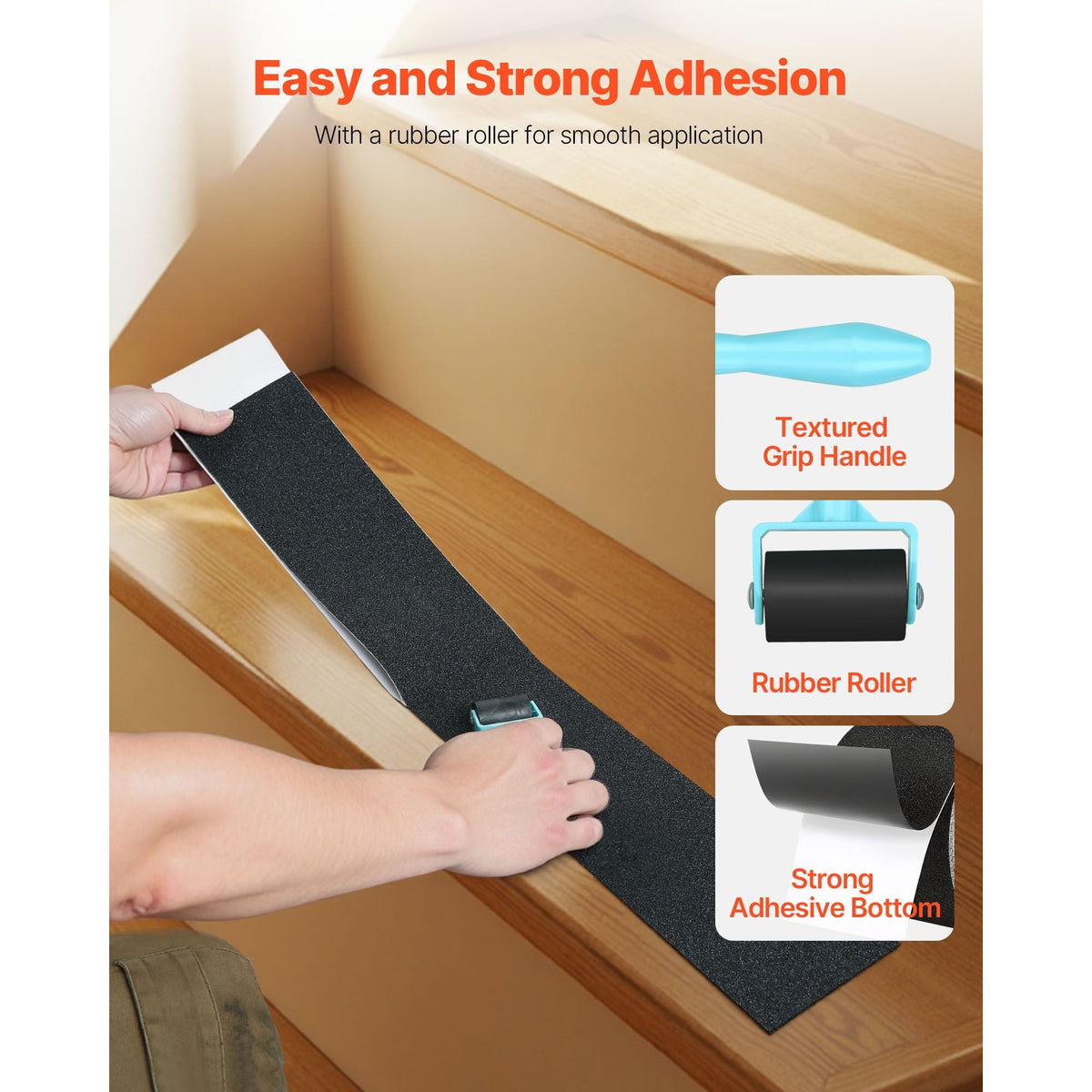 Anti-Slip Tape, 35 FT x 4 inch Non Slip Grip Tape for Stairs Steps, 80-Grit Aluminum Oxide High Traction Non-Skid Stair Treads with Strong Adhesive Backing, Suitable for Indoor & Outdoor Use