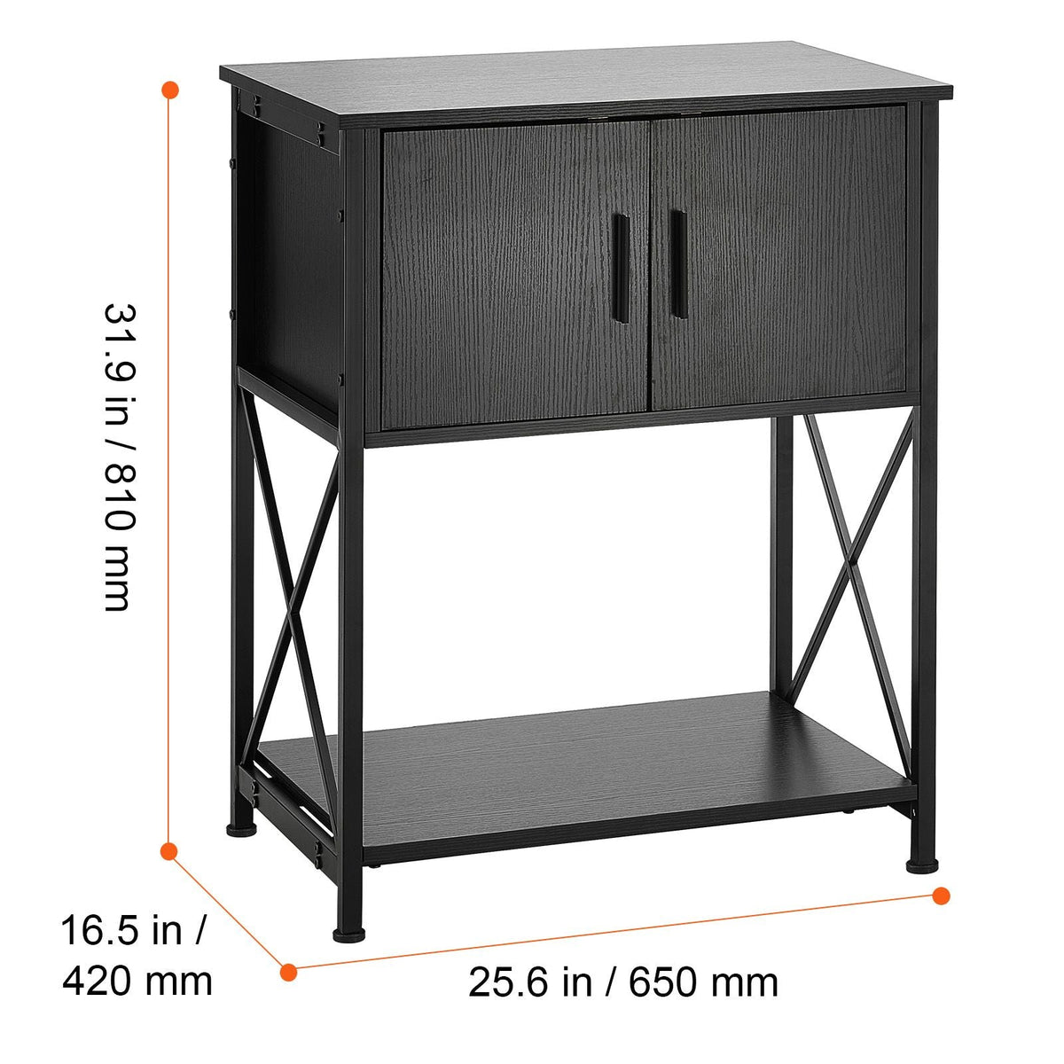 Aquarium Stand, 20 Gallon Fish Tank Stand, 25.6 x 16.5 x 31.9 in Steel and MDF Turtle Tank Stand, 167.6 lbs Load Capacity, Reptile Tank Stand with Storage Cabinet and Embedded Power Panel, Black