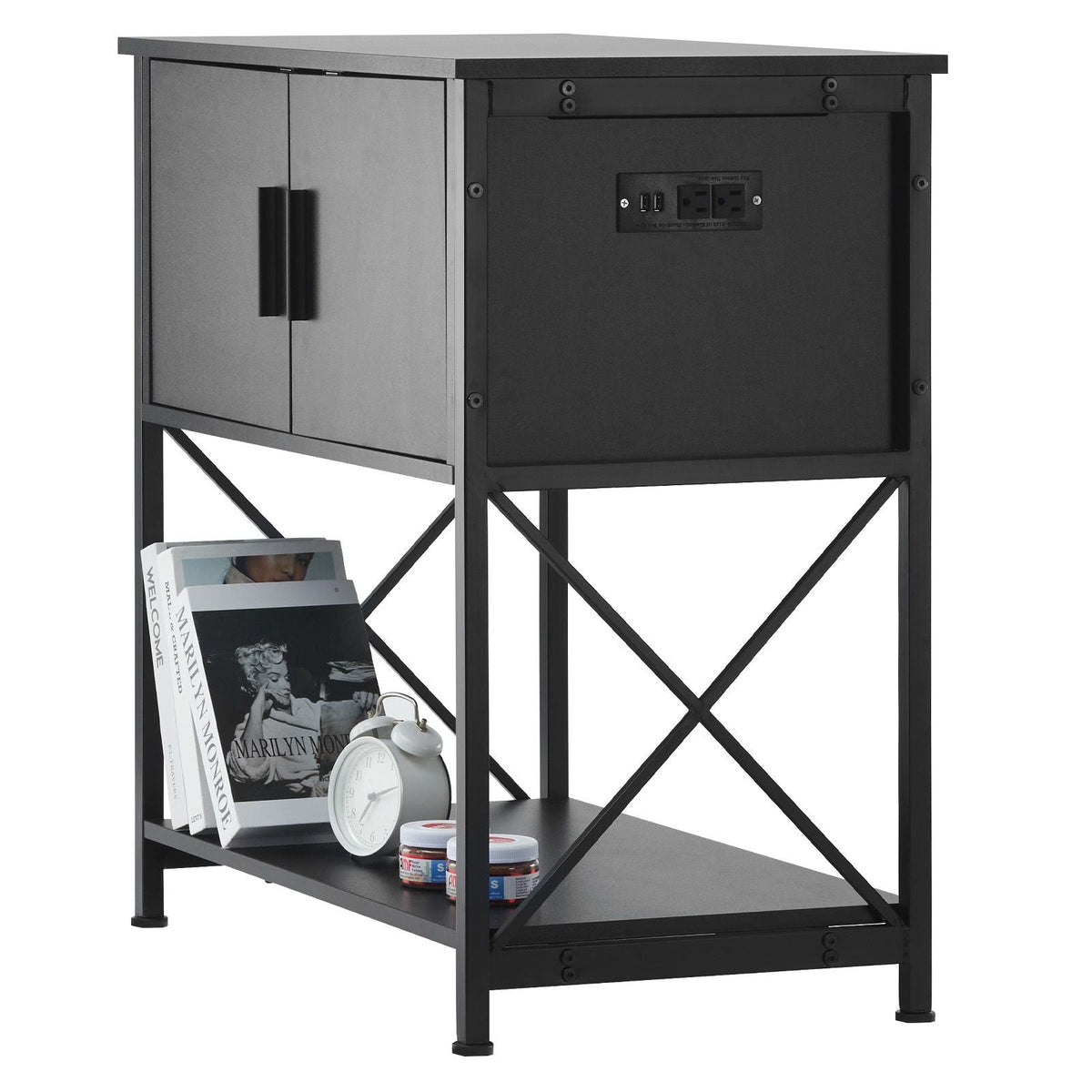 Aquarium Stand, 29 Gallon Fish Tank Stand, 28.7 x 16.5 x 30 in Steel and MDF Turtle Tank Stand, 242.5 lbs Load Capacity, Reptile Tank Stand with Storage Cabinet and Embedded Power Panel, Black