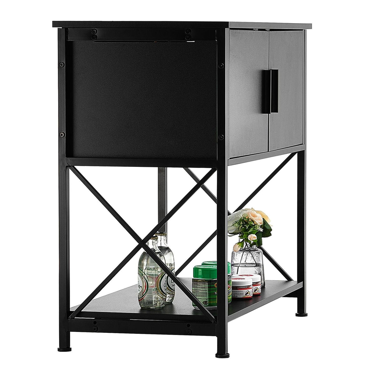 Aquarium Stand, 29 Gallon Fish Tank Stand, 28.7 x 16.5 x 30 in Steel and MDF Turtle Tank Stand, 242.5 lbs Load Capacity, Reptile Tank Stand with Storage Cabinet and Embedded Power Panel, Black
