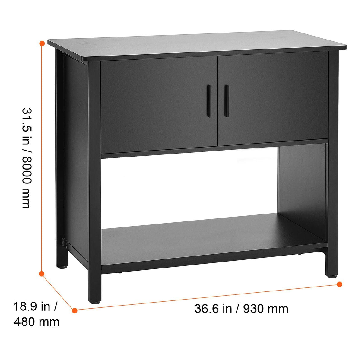 Aquarium Stand, 40 Gallon Fish Tank Stand, 36.6 x 18.9 x 31.5 in Steel and MDF Turtle Tank Stand, 335 lbs Load Capacity, Reptile Tank Stand with Storage Cabinet and Embedded Power Panel, Black