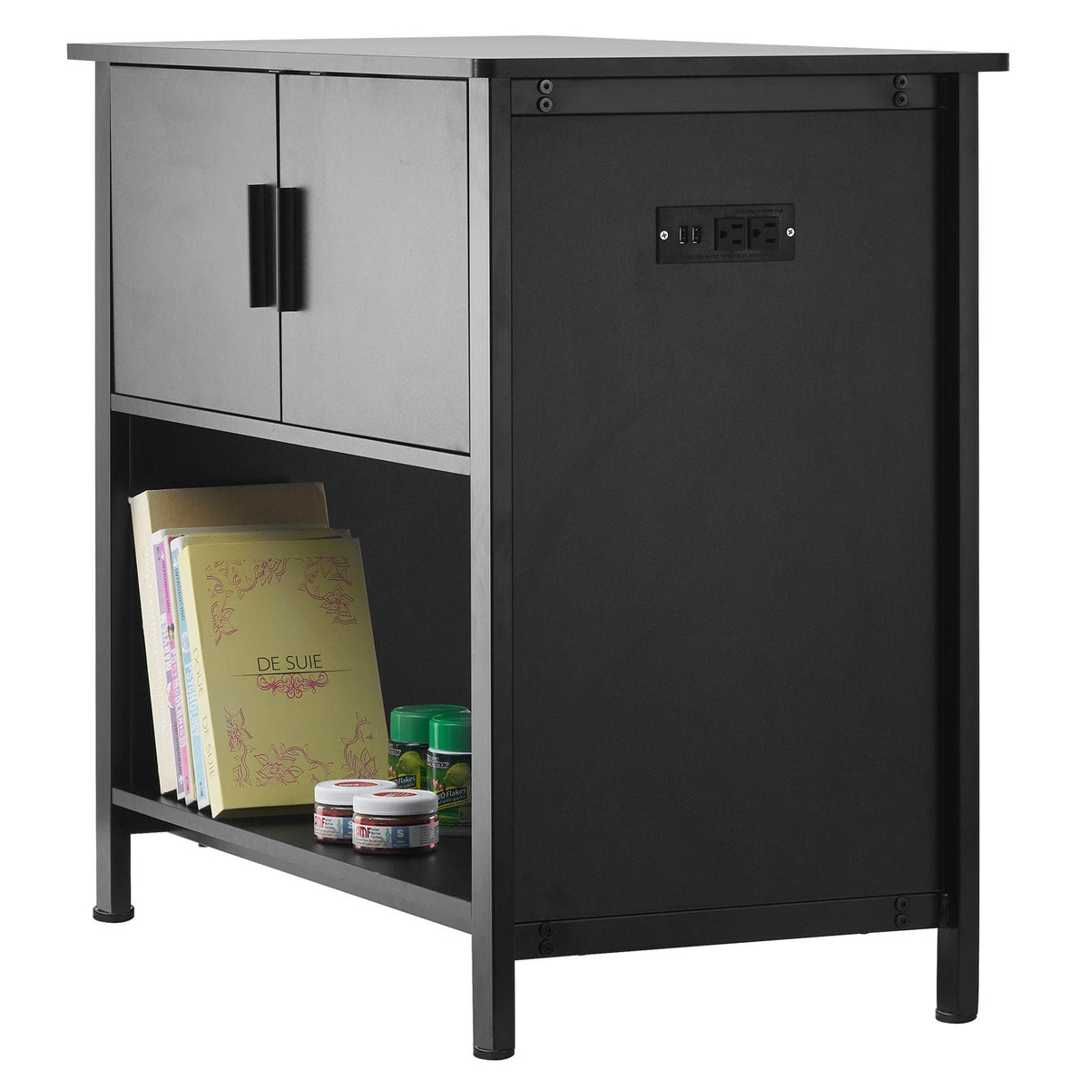 Aquarium Stand, 40 Gallon Fish Tank Stand, 36.6 x 18.9 x 31.5 in Steel and MDF Turtle Tank Stand, 335 lbs Load Capacity, Reptile Tank Stand with Storage Cabinet and Embedded Power Panel, Black