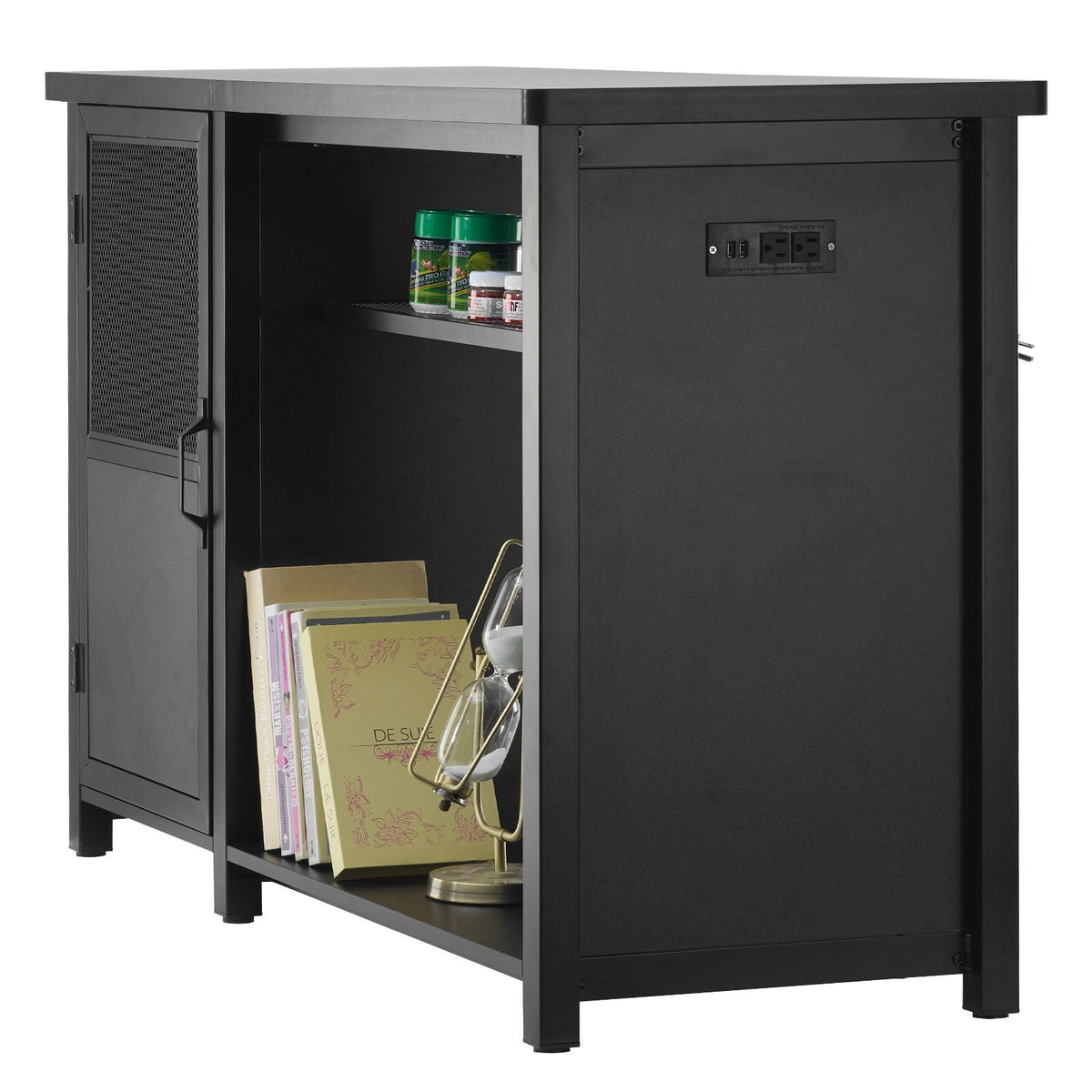 Aquarium Stand, 75 Gallon Fish Tank Stand, 52 x 19.7 x 32.3 in Steel and MDF Turtle Tank Stand, 626 lbs Load Capacity, Reptile Tank Stand with Storage Cabinet and Embedded Power Panel, Black
