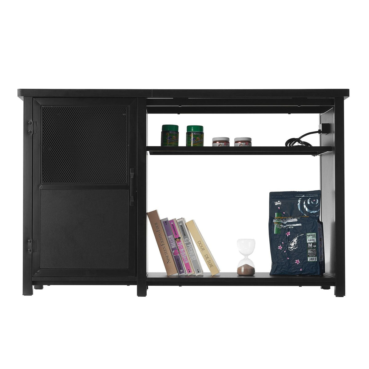 Aquarium Stand, 75 Gallon Fish Tank Stand, 52 x 19.7 x 32.3 in Steel and MDF Turtle Tank Stand, 626 lbs Load Capacity, Reptile Tank Stand with Storage Cabinet and Embedded Power Panel, Black