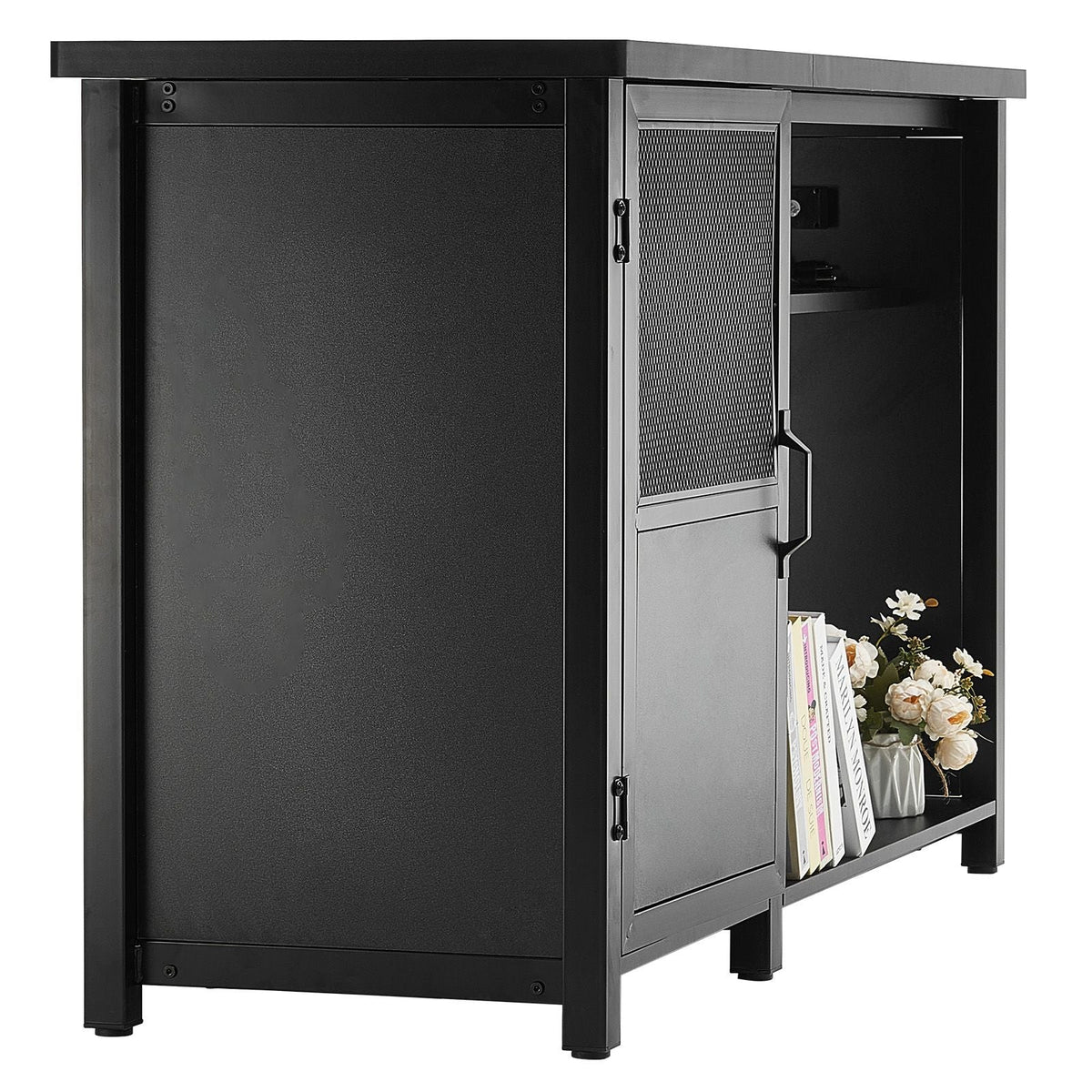 Aquarium Stand, 75 Gallon Fish Tank Stand, 52 x 19.7 x 32.3 in Steel and MDF Turtle Tank Stand, 626 lbs Load Capacity, Reptile Tank Stand with Storage Cabinet and Embedded Power Panel, Black
