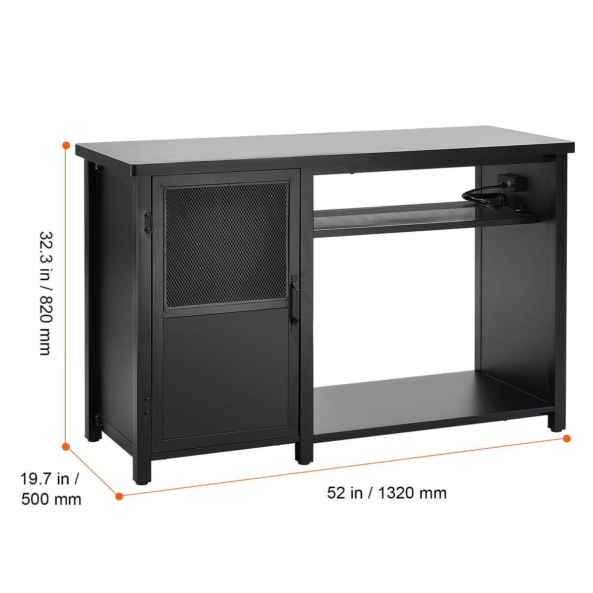 Aquarium Stand, 75 Gallon Fish Tank Stand, 52 x 19.7 x 32.3 in Steel and MDF Turtle Tank Stand, 626 lbs Load Capacity, Reptile Tank Stand with Storage Cabinet and Embedded Power Panel, Black