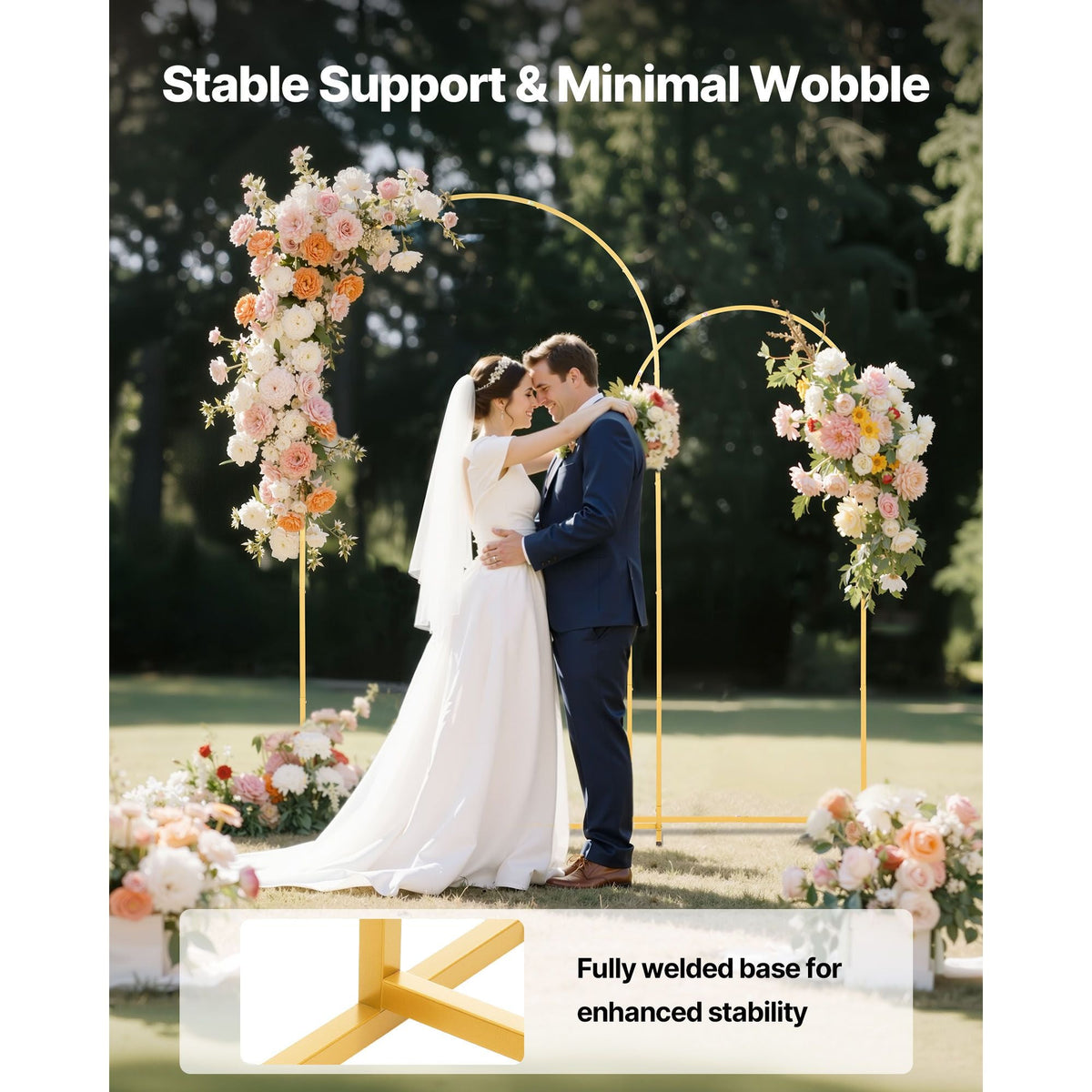 Arch Backdrop Stand, Set of 2, 7.2 ft and 6 ft, Stable Structure, Easy Assembly, Gold Metal Arch Backdrop Stand for Wedding, Birthday Party, Graduation, Celebration, and Ceremony Decoration