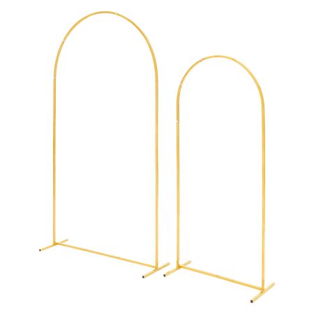 Arch Backdrop Stand, Set of 2, 7.2 ft and 6 ft, Stable Structure, Easy Assembly, Gold Metal Arch Backdrop Stand for Wedding, Birthday Party, Graduation, Celebration, and Ceremony Decoration