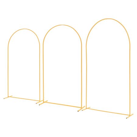 Arch Backdrop Stand, Set of 3, 8/7.2/6.6 ft, Stable Structure, Easy Assembly, Gold Metal Arch Backdrop Stand for Wedding, Birthday Party, Graduation, Holiday Celebration, and Ceremony Decoration