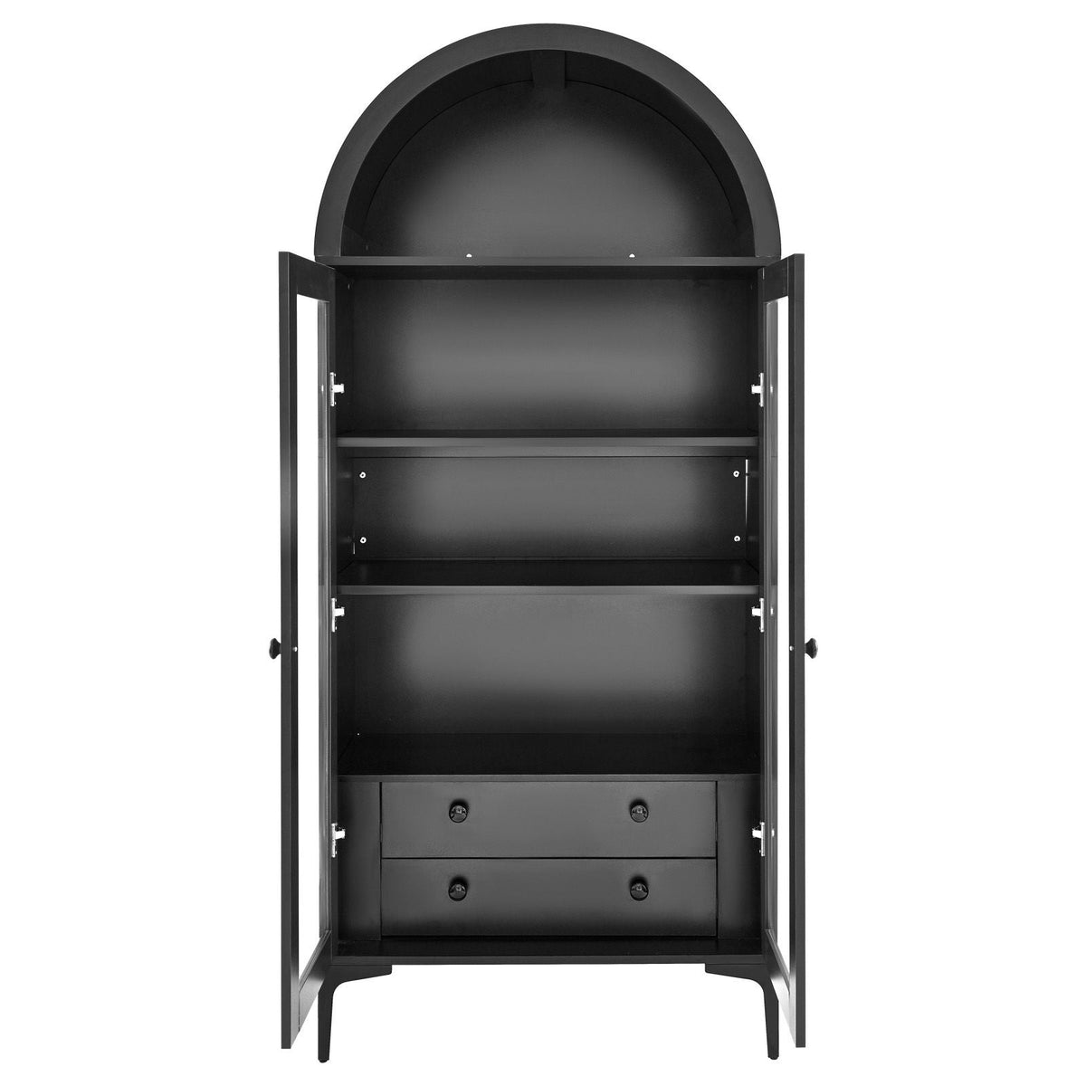 Arched Display Cabinet with Glass Doors, 70 in Tall Curio Cabinet, 4-Tier Display Case with 2 Adjustable Shelves, Bookcase Bookshelf for Collectibles Storage Bedroom Living Room Office