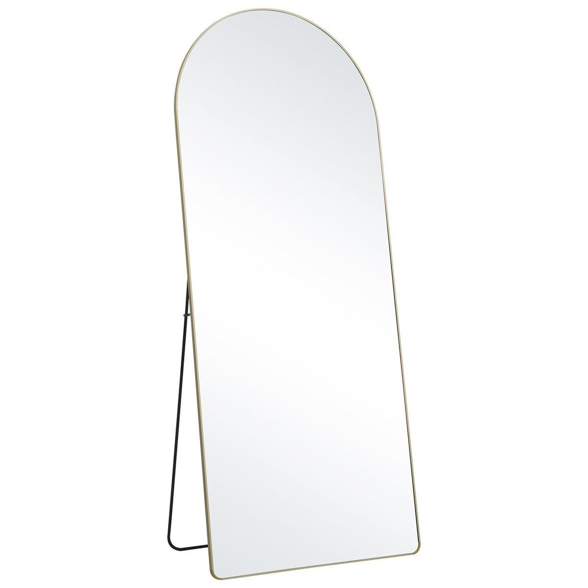 Arched Full Length Mirror, 71'' x 30'', Large Free Standing Leaning Hanging Wall Mounted Floor Mirror with Stand Aluminum Alloy Frame, Full Body Dressing Mirror for Living Room Bedroom, Black