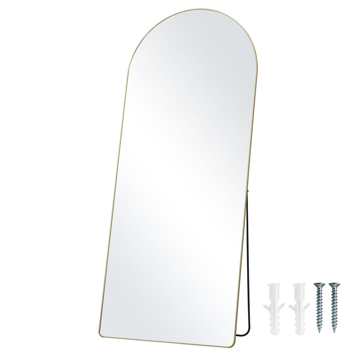Arched Full Length Mirror, 71'' x 30'', Large Free Standing Leaning Hanging Wall Mounted Floor Mirror with Stand Aluminum Alloy Frame, Full Body Dressing Mirror for Living Room Bedroom, Black