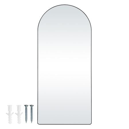 Arched Full Length Mirror, 71'' x 32'', Large Free Standing Leaning Hanging Wall Mounted Floor Mirror with Stand Aluminum Alloy Frame, Full Body Dressing Mirror for Living Room Bedroom, Black