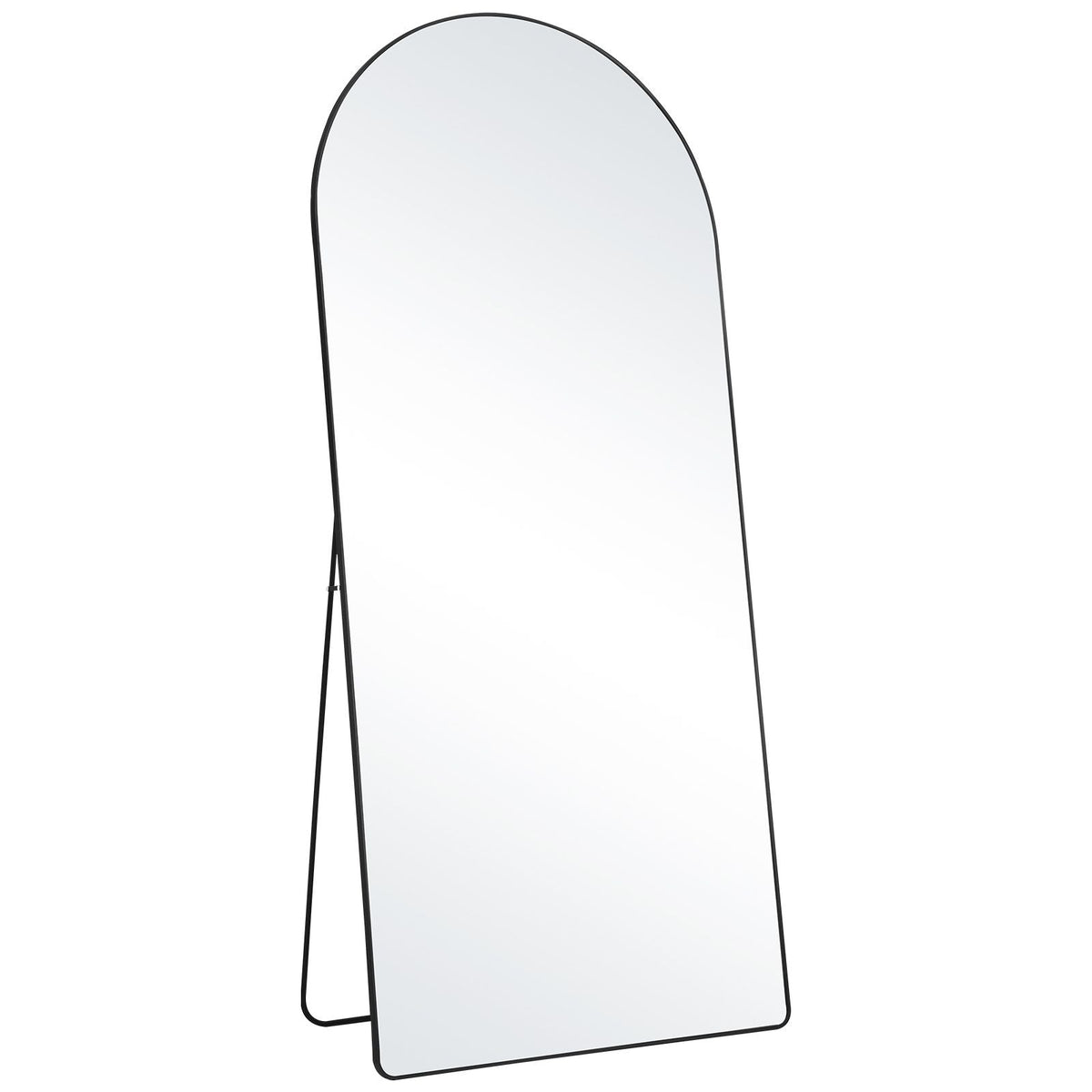 Arched Full Length Mirror, 71'' x 32'', Large Free Standing Leaning Hanging Wall Mounted Floor Mirror with Stand Aluminum Alloy Frame, Full Body Dressing Mirror for Living Room Bedroom, Black