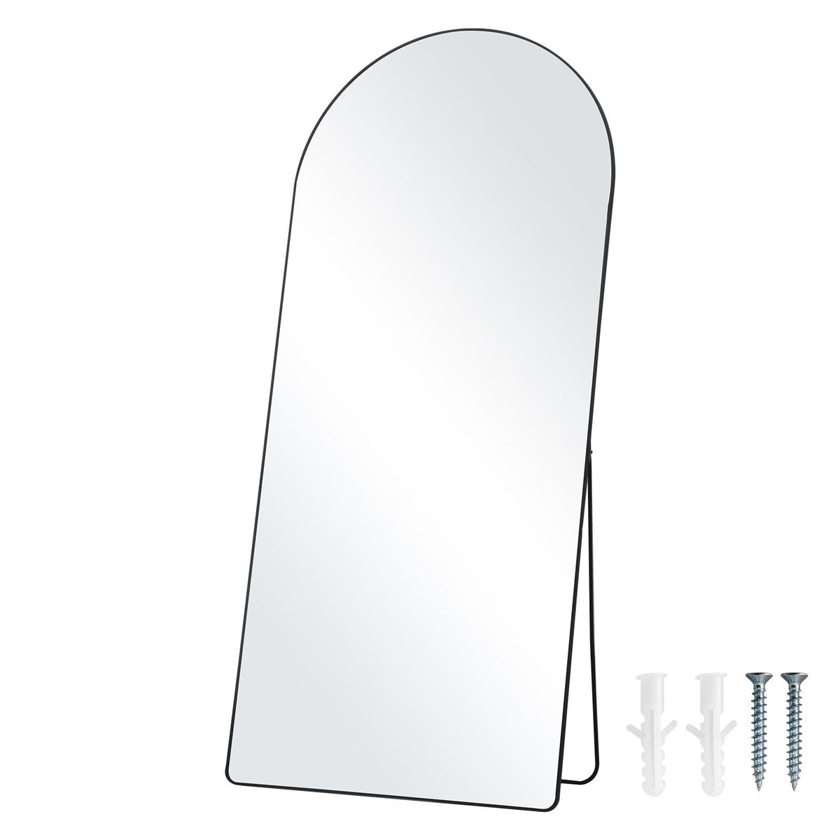 Arched Full Length Mirror, 71'' x 32'', Large Free Standing Leaning Hanging Wall Mounted Floor Mirror with Stand Aluminum Alloy Frame, Full Body Dressing Mirror for Living Room Bedroom, Black