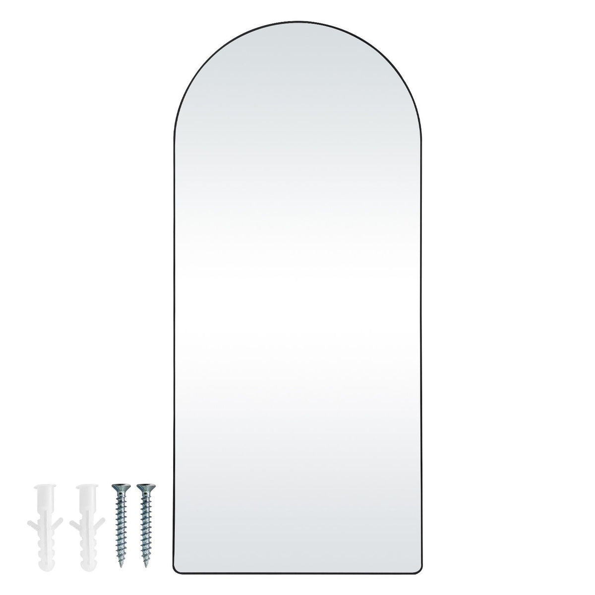 Arched Full Length Mirror, 71'' x 32'', Large Free Standing Leaning Hanging Wall Mounted Floor Mirror with Stand Aluminum Alloy Frame, Full Body Dressing Mirror for Living Room Bedroom, Black