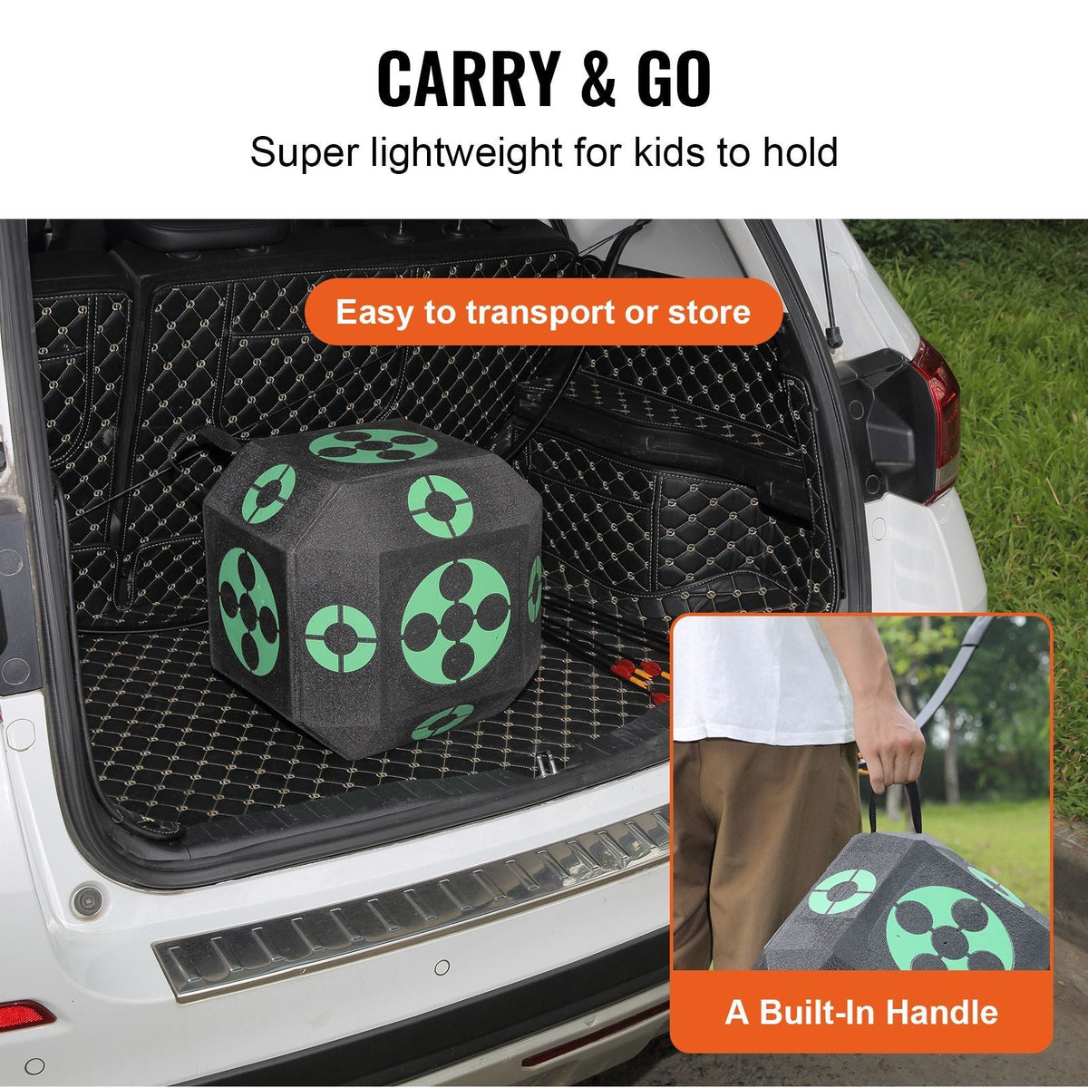 Archery Target, 15"x15" All-side Shotting Archery Arrow Target, Outdoor Portable Archery Target with Carry Handle, Easy Arrow Removal, Great Visibility, Lightweight, Easy to Transport, Black