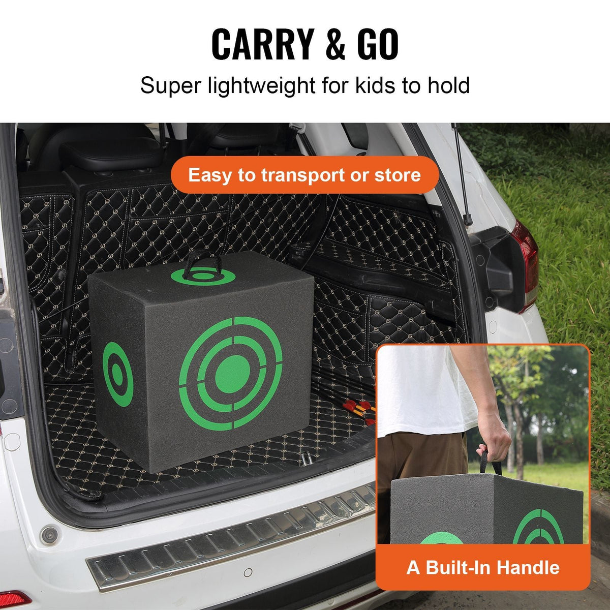 Archery Target, 16"x18" All-side Shotting Archery Arrow Target, Outdoor Portable Archery Target with Carry Handle, Easy Arrow Removal, Great Visibility, Lightweight, Easy to Transport, Black
