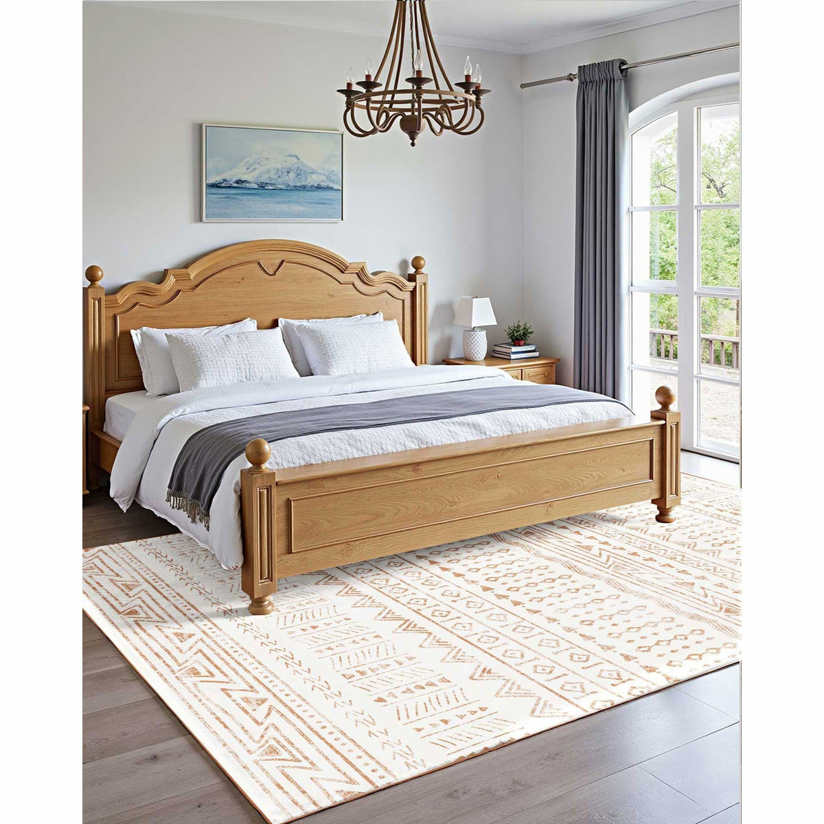 Area Rug, 6 x 9 ft Large Washable Rug, Non-Slip and Tear-Resistant Soft Carpet, Pet & Child Friendly Modern Area Rugs, Indoor Mat for Bedroom, Office, Living Room, Kids Room, Entryway, Beige