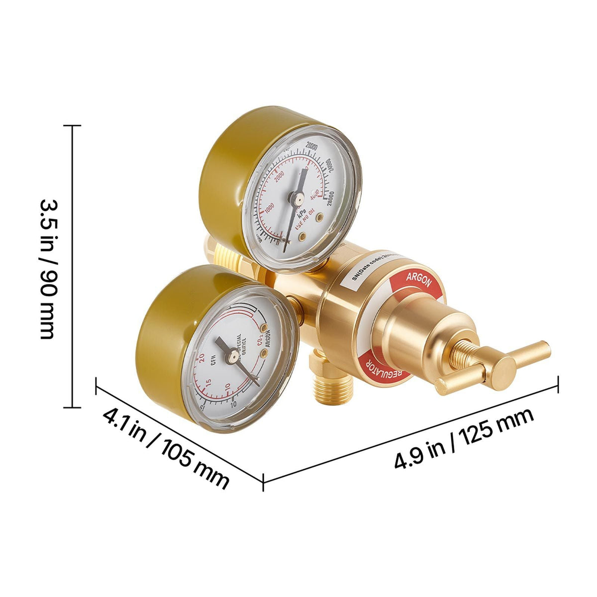 Argon Regulator Gauge, Argon CO2 Regulator Welding Gas Gauges for TIG/MIG Welding - with 8.2FT Rubber Hoses, 0-60 SCFH, 0-4000 PSI Inlet Pressure, CGA580 Inlet Connection