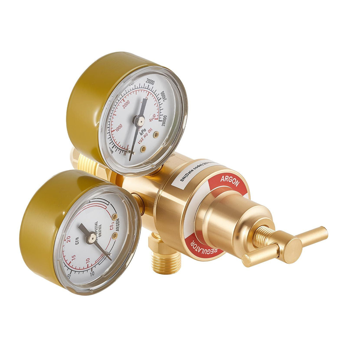 Argon Regulator Gauge, Argon CO2 Regulator Welding Gas Gauges for TIG/MIG Welding - with 8.2FT Rubber Hoses, 0-60 SCFH, 0-4000 PSI Inlet Pressure, CGA580 Inlet Connection