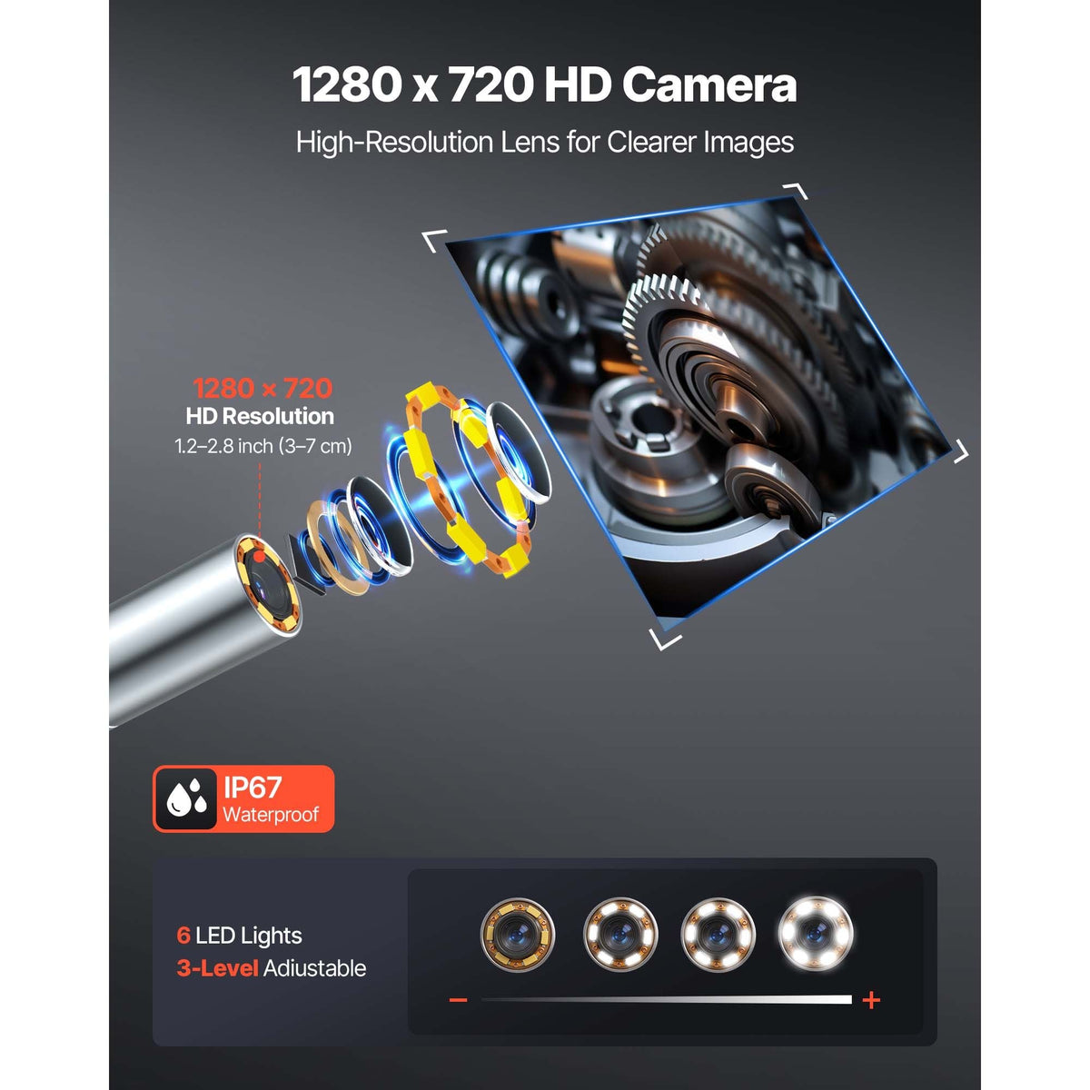 Articulating Borescope with 0.15" Ultra Slim Lens, Two-Way Articulated Endoscope with Light, 5" HD IPS Screen, 8X Zoom, 5000mAh Inspection Camera for Auto, Tight Mechanical Spaces (4.9FT Cable)