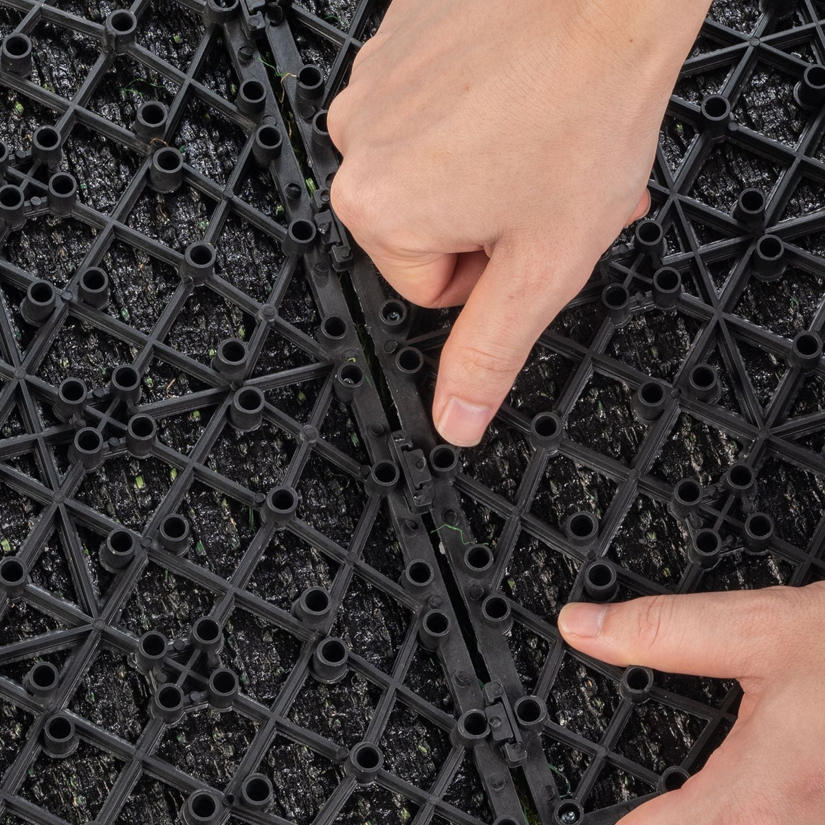 Artifical Grass Tiles Interlocking Turf Deck Set, 18 Pack - 12"x12", Synthetic Fake Grass Self-draining Mat Flooring Decor Pad, Perfect For Multi-Purpose Indoor Outdoor Entryway Scraper Dog Mats