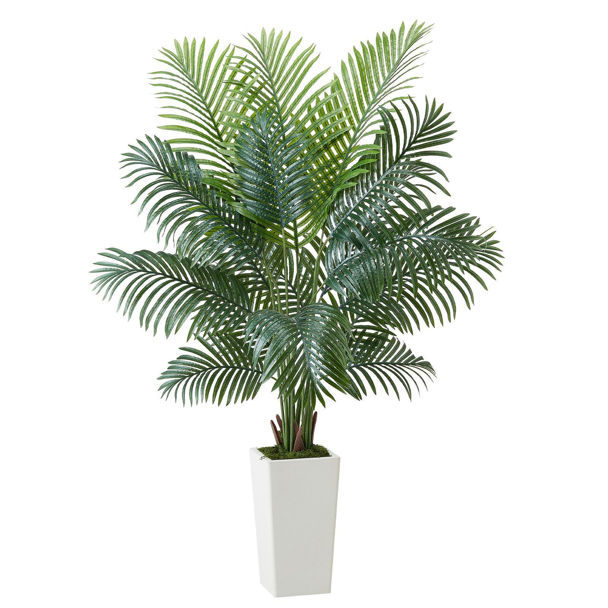 Artificial Areca Palm Tree 6 ft, Fake Palm Tropical Plants with White Tall Planter, Faux Floor Silk Plant in Pot, Large Trees for Home Office Living Room Decor House Warming, Indoor Outdoor