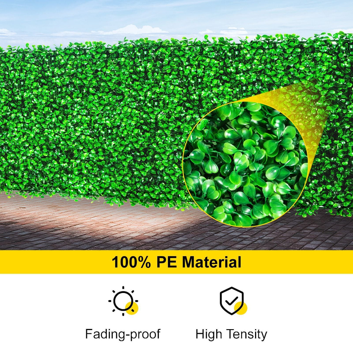 Artificial Boxwood Panel UV 48pcs Boxwood Hedge Wall Panels Artificial Grass Backdrop Wall 10X10\" 4cm Green Grass Wall Fake Hedge for Decor Privacy Fence Indoor Outdoor Garden Backyard