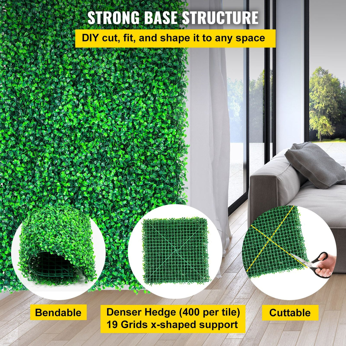 Artificial Boxwood Panels, 16 PCS 20\"x20\" Boxwood Hedge Wall Panels, PE Artificial Grass Backdrop Wall 1.6\", Privacy Hedge Screen for Decoration of Outdoor, Indoor, Garden, Fence, and Backyar