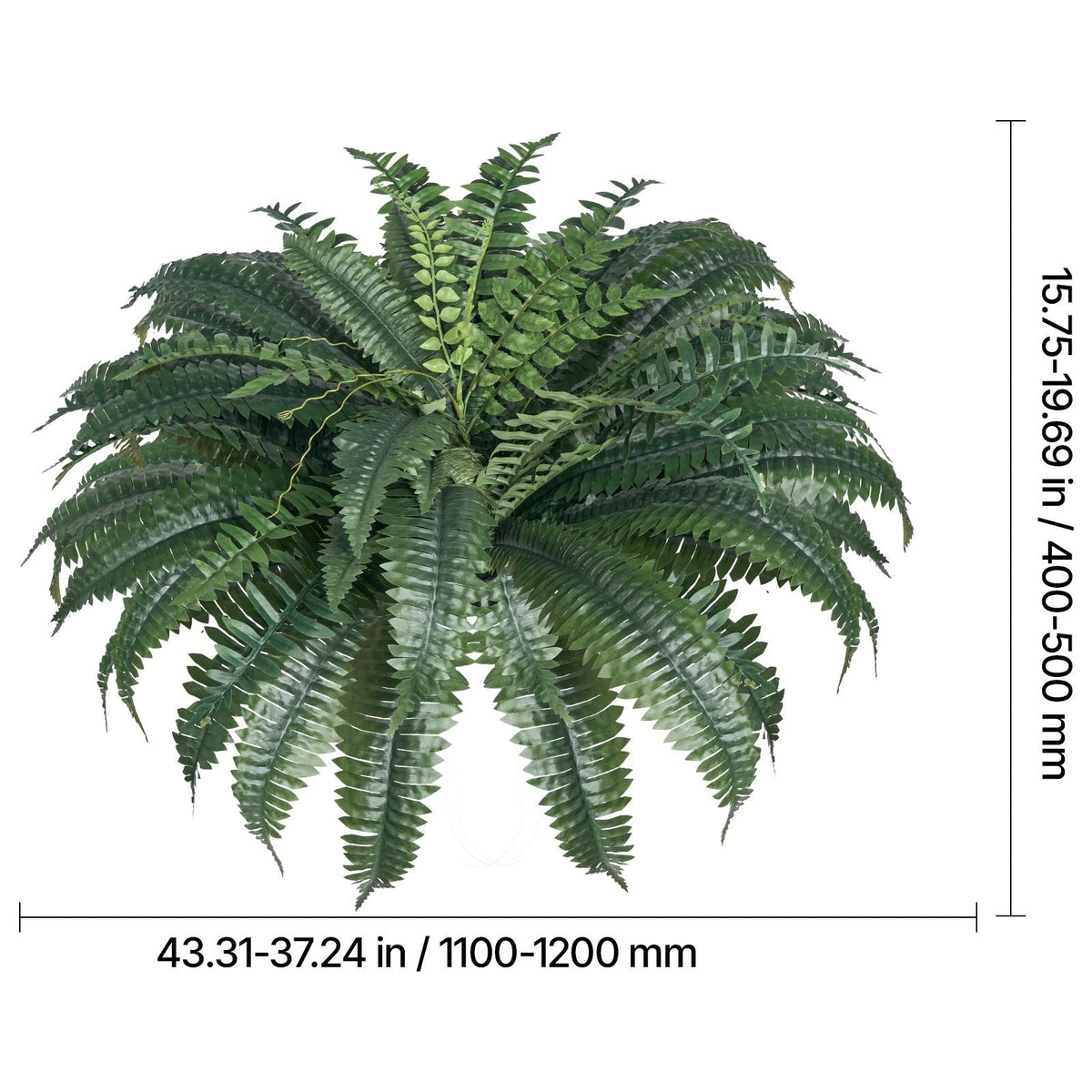 Artificial Ferns 2 Pcs, Natural Spread Diameter 43-47 Inch, Large Hanging Artificial Boston Ferns, Fake Plant Wall Decor with 50 Branches, Faux Fern for Home and Office (Flowerpot Unincluded)
