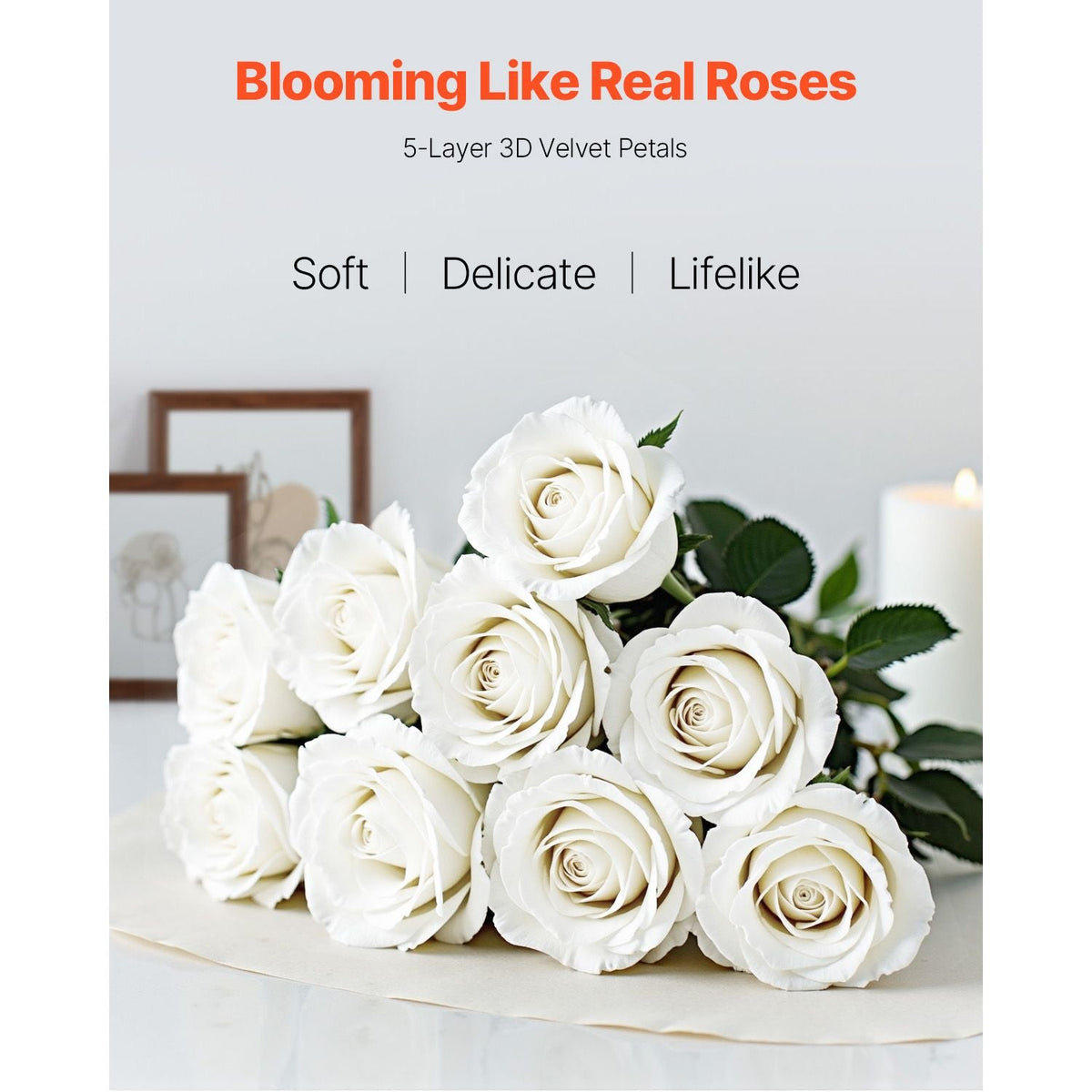 Artificial Flowers, 120 pcs Real Looking White Foam Fake Roses Bulk, White Faux Bridal Shower with Stems for DIY Wedding Bouquets, Home Centerpieces Arrangements, Party Tables Decorations