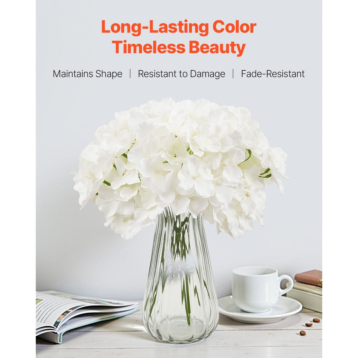 Artificial Flowers, 305 pcs Real Looking White Silk Fake Hydrangea Bulk, White Faux Bridal Shower with Stems for DIY Wedding Bouquets, Home Centerpieces Arrangements, Party Tables Decorations