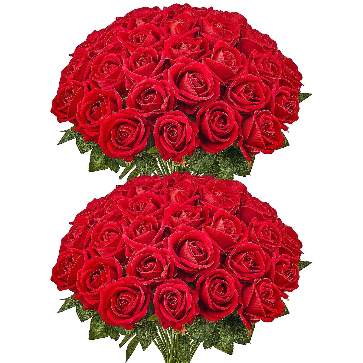 Artificial Flowers, 60 pcs Real Looking Red Foam Fake Roses Bulk, Faux Red Bridal Shower with Stems for DIY Wedding Bouquets, Home Centerpieces Arrangements, Party Tables Decorations