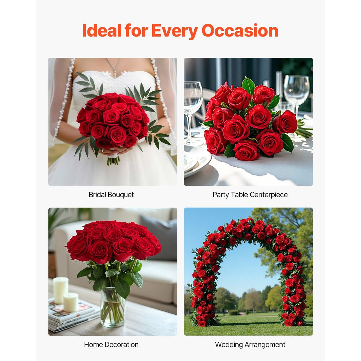 Artificial Flowers, 60 pcs Real Looking Red Foam Fake Roses Bulk, Faux Red Bridal Shower with Stems for DIY Wedding Bouquets, Home Centerpieces Arrangements, Party Tables Decorations