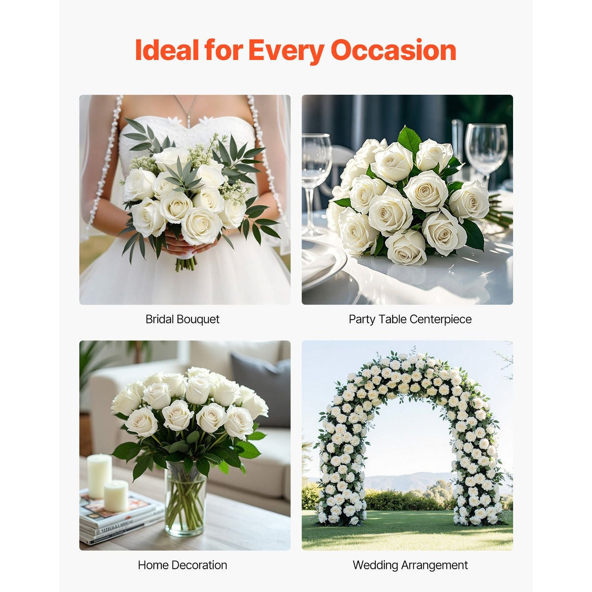 Artificial Flowers, 60 pcs Real Looking White Foam Fake Roses Bulk, White Faux Bridal Shower with Stems for DIY Wedding Bouquets, Home Centerpieces Arrangements, Party Tables Decorations