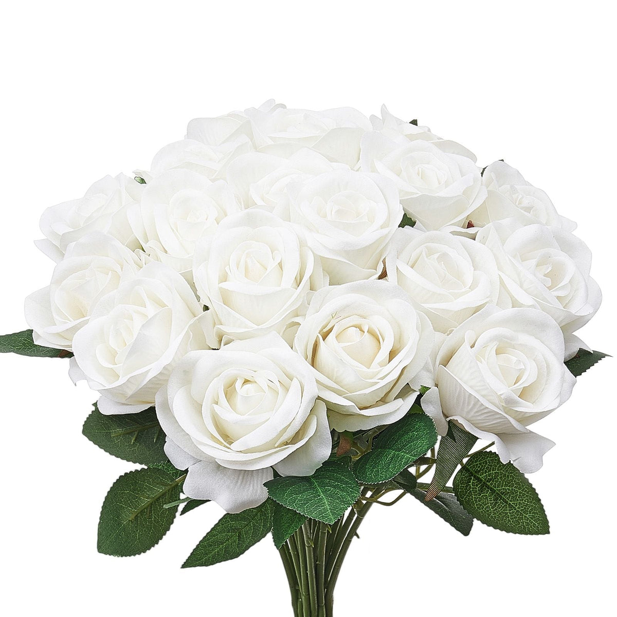 Artificial Flowers, 60 pcs Real Looking White Foam Fake Roses Bulk, White Faux Bridal Shower with Stems for DIY Wedding Bouquets, Home Centerpieces Arrangements, Party Tables Decorations