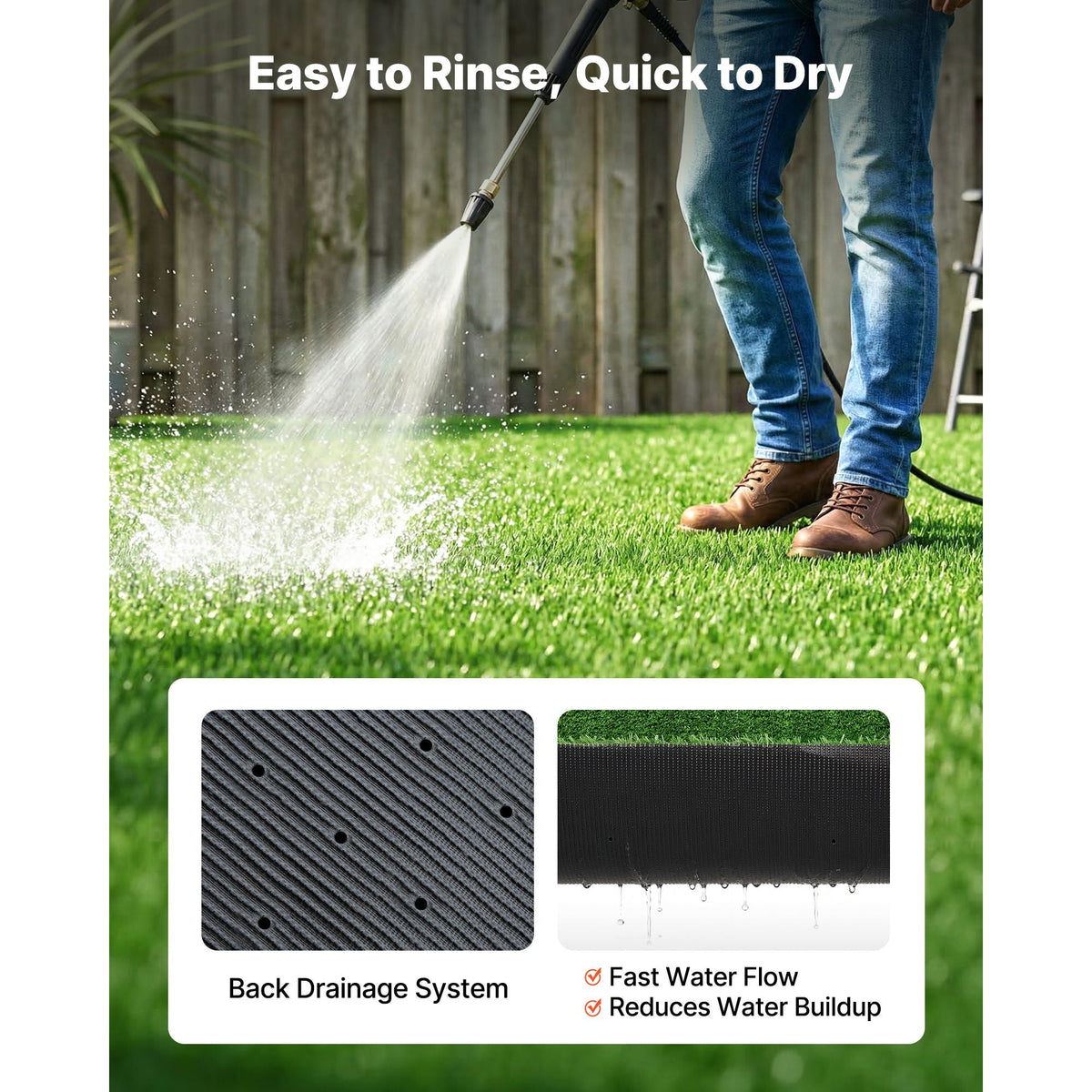 Artificial Grass, 18 x 10 ft Fake Grass Turf Rug, 0.6 in Pile Height Realistic Synthetic Lawn Carpet Roll Mat, Easy Clean Drainage Holes for Patio, Garden, Balcony, Outdoor Indoor Decor, Green