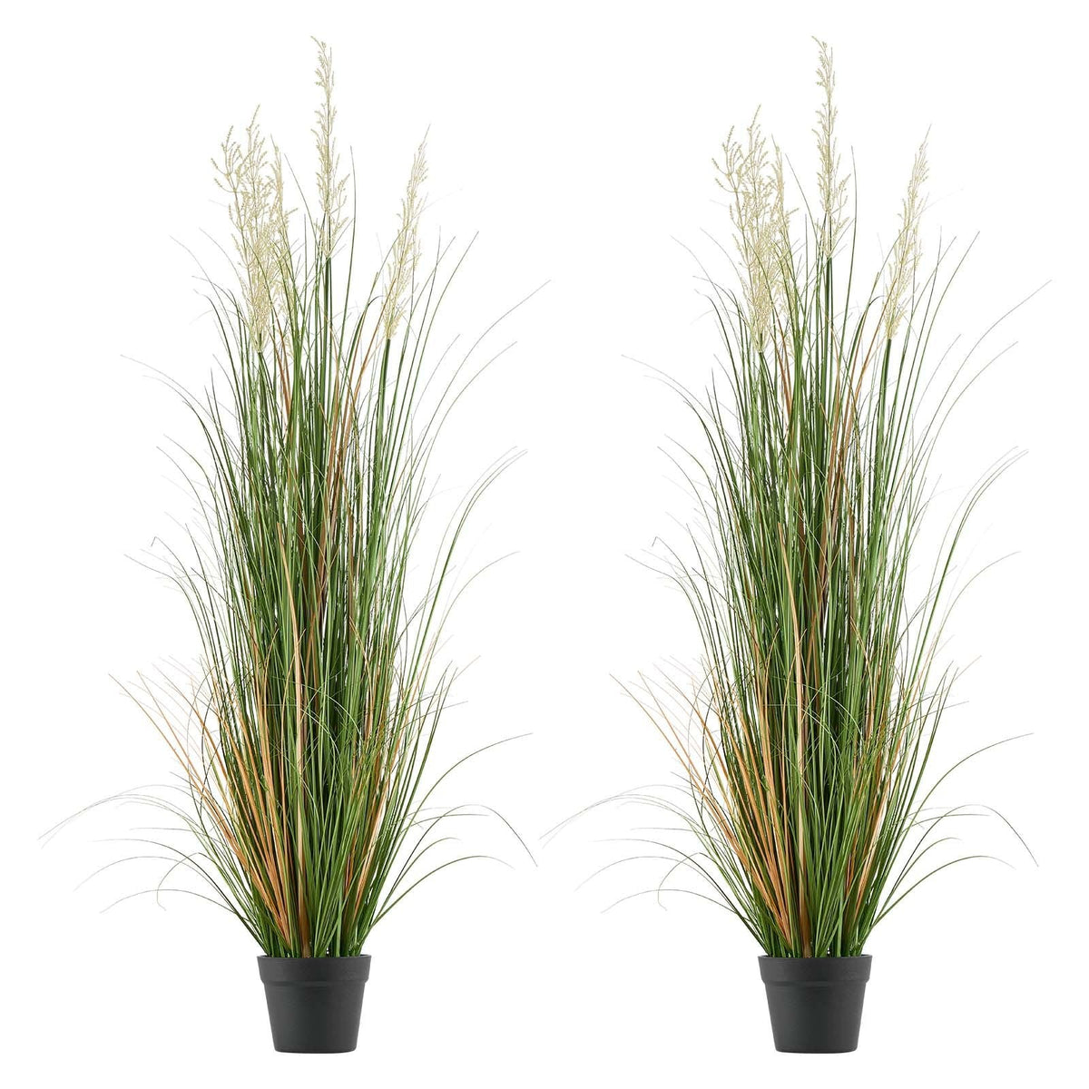 Artificial Grass Plant, 2 Pack 47 inch Reed Flower Grass in Pot, Premium PVC Faux Fake Greenery Shrubs Plant for Indoor Outdoor House Home Garden Office Room Décor, Housewarming, Green
