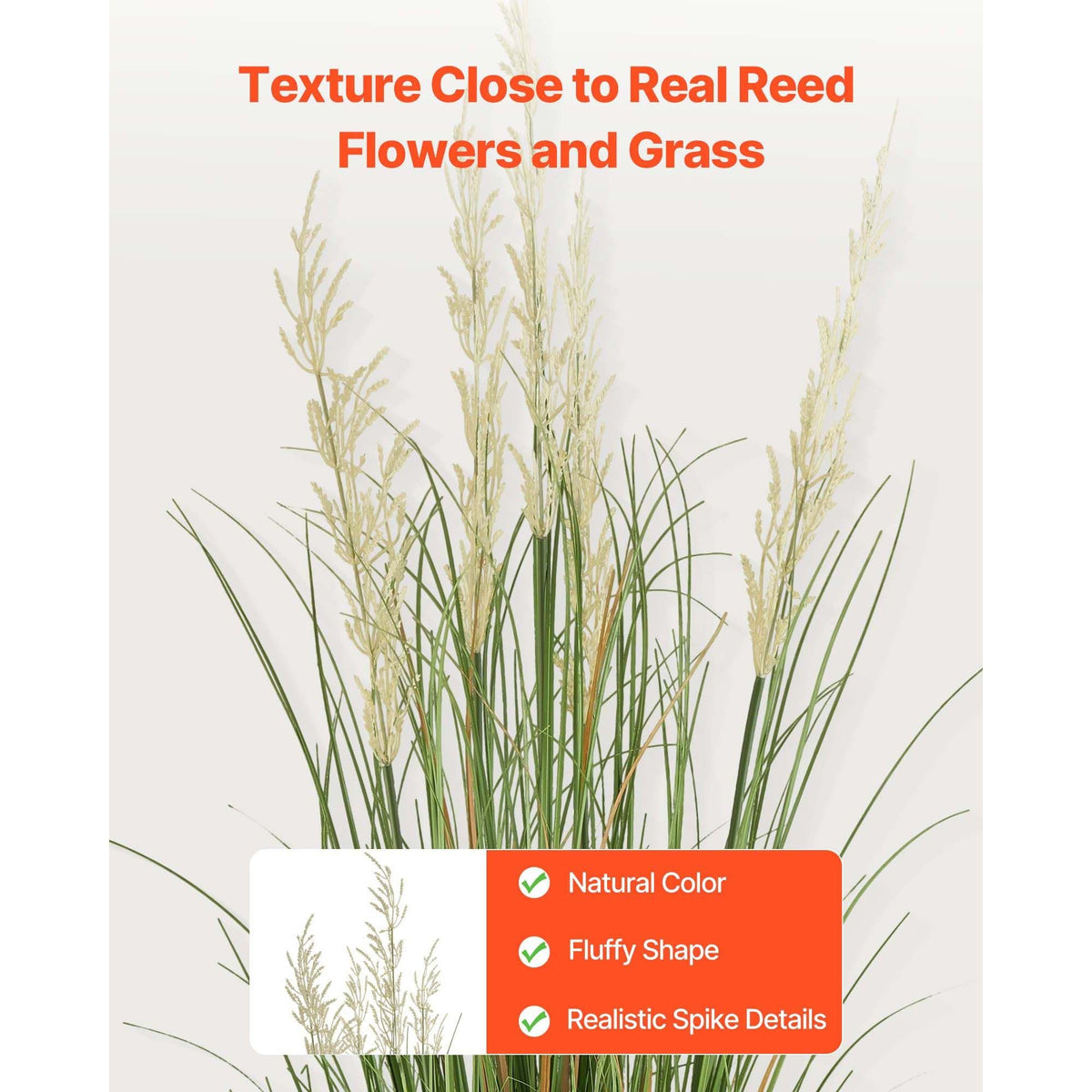 Artificial Grass Plant, 2 Pack 47 inch Reed Flower Grass in Pot, Premium PVC Faux Fake Greenery Shrubs Plant for Indoor Outdoor House Home Garden Office Room Décor, Housewarming, Green