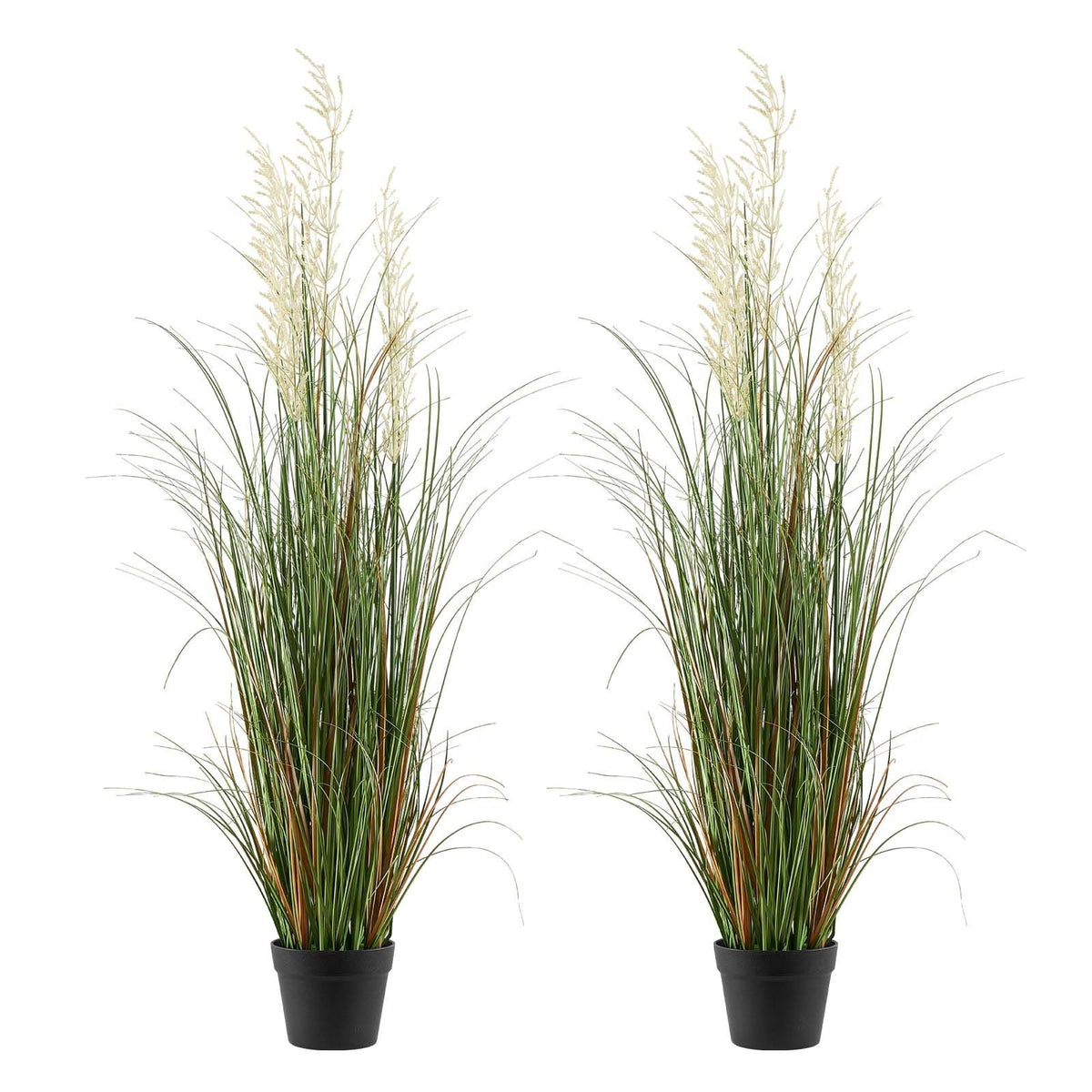 Artificial Grass Plant, 2 Pack 47 inch Reed Flower Grass in Pot, Premium PVC Faux Fake Greenery Shrubs Plant for Indoor Outdoor House Home Garden Office Room Décor, Housewarming, Green