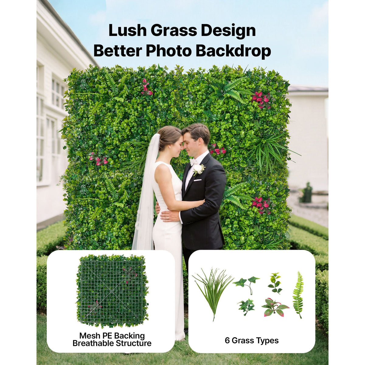Artificial Plant Wall, 12PCS 20 x 20 in Artificial Boxwood Panels, Greenery Backdrop Privacy Hedge Fence with Sun Protection, Fake Grass Wall Screen for Wedding, Indoor, Outdoor Garden, Backyard