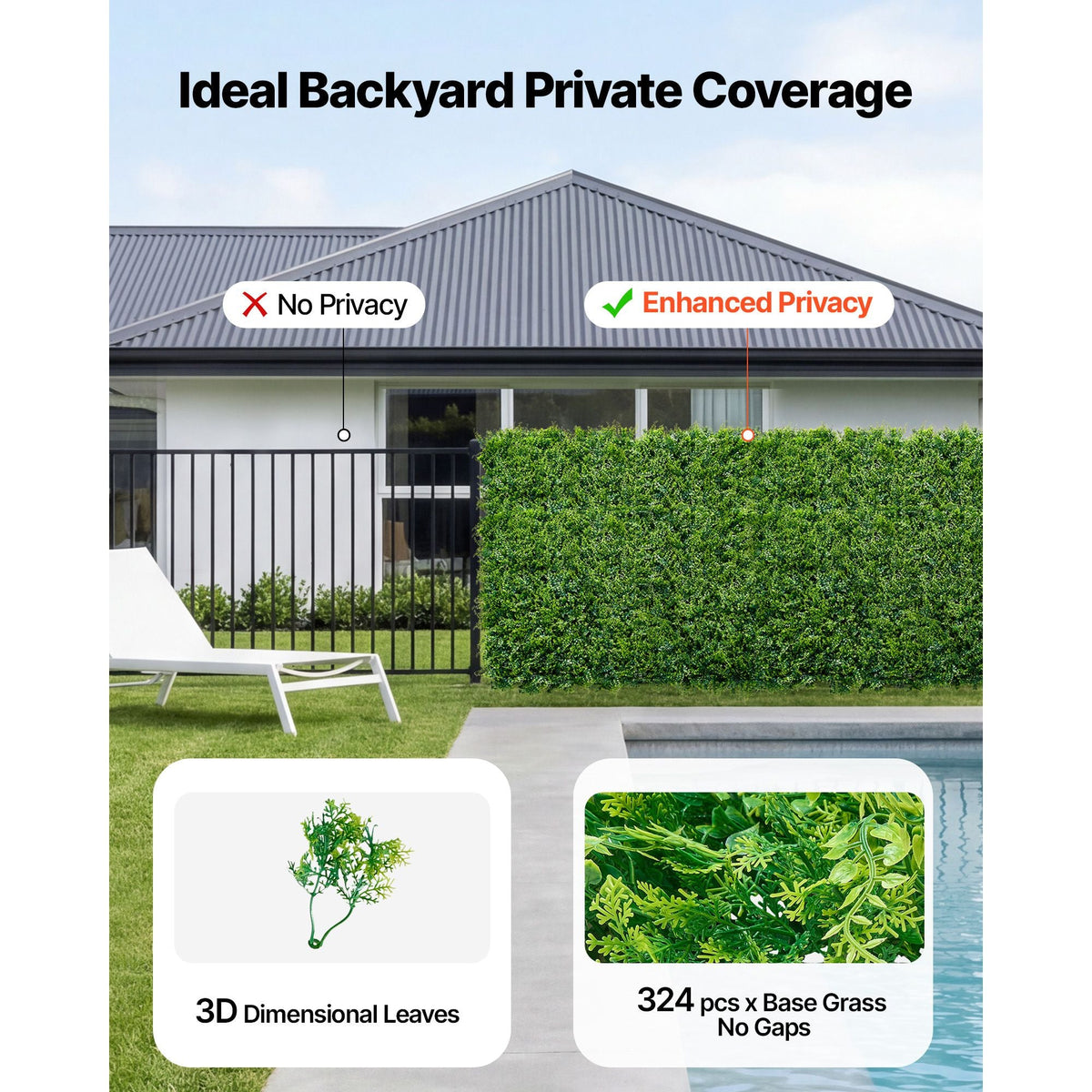 Artificial Plant Wall, 12PCS 20 x 20 in Artificial Boxwood Panels, Sun Protection Greenery Backdrop Privacy Hedge Fence, Fake Grass Screen for Wedding, Indoor, Outdoor Garden, Backyard