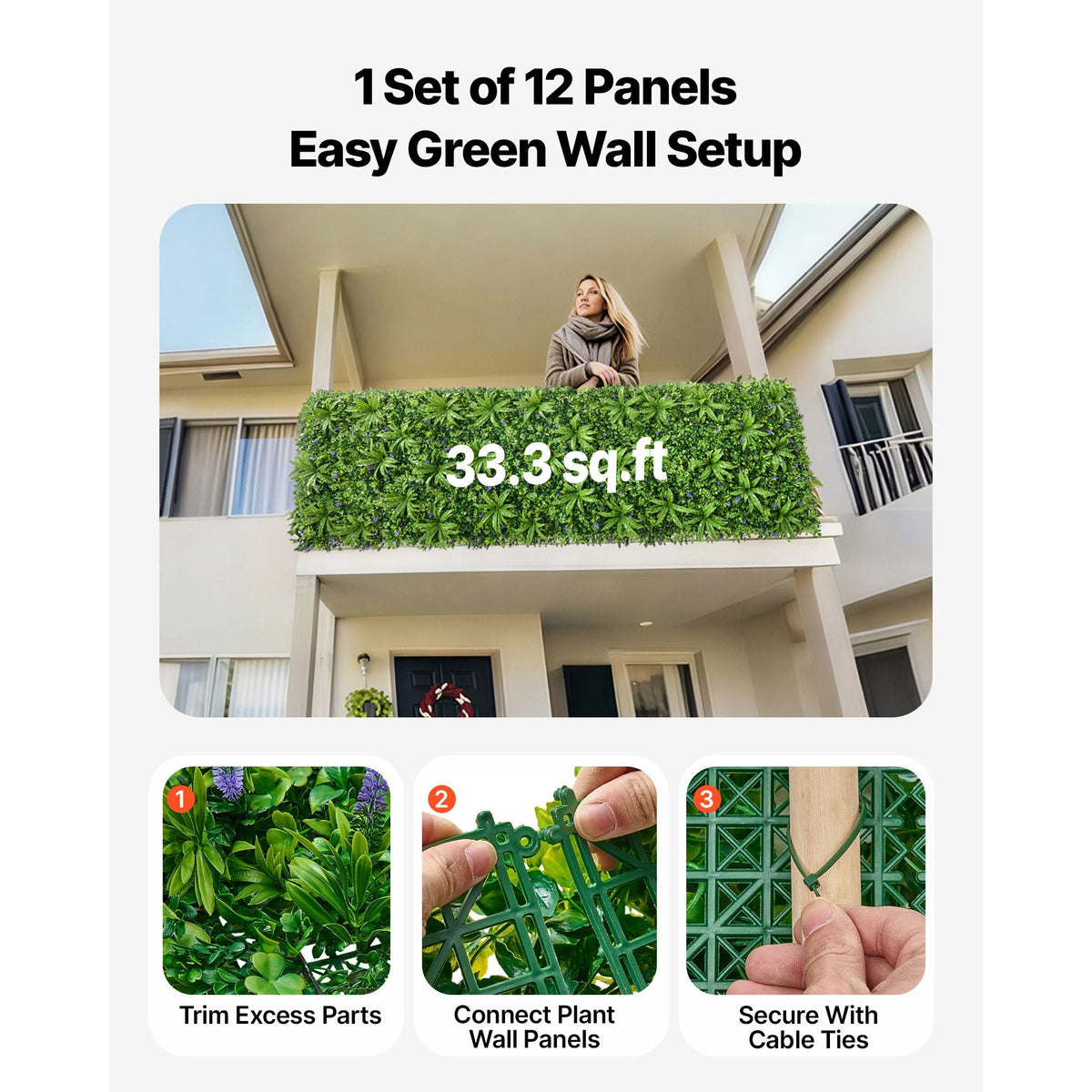 Artificial Plant Wall, 40 x 120 in Artificial Boxwood Panels, Sun Protection Greenery Backdrop Privacy Hedge Fence, Fake Grass Screen for Wedding, Indoor, Outdoor Garden, Backyard (1 PC)