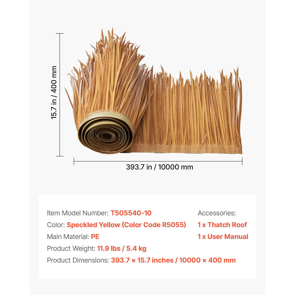 Artificial Thatch Grass Roof, 1.3 x 32.8 ft Mexican Style Tiki Bar Hut Skirt Thatch Roofing Roll, Waterproof & Fire-Resistant, Palapa Duck Blind Grass for Patio Pool Beach Hawaiian Party Décor