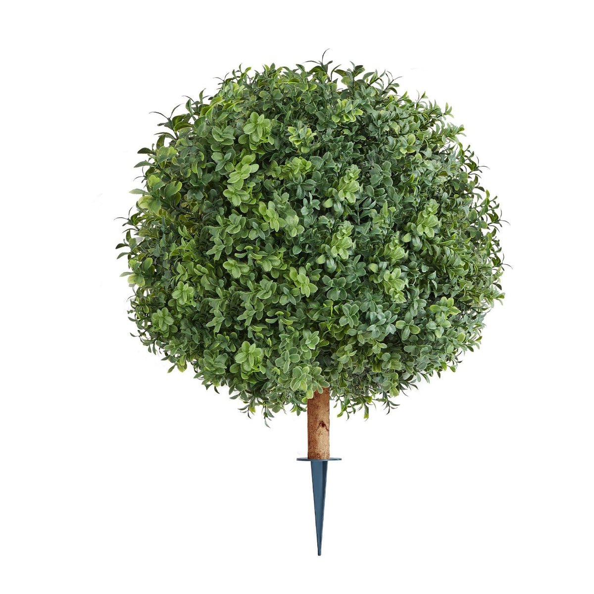 Artificial Topiary Boxwood Trees with Ground Spike, 22 inch 2 Set Faux Shrubs & Bushes Potted Plants, Fake Silk Tree Look Real for Decor Front Porch Outdoor Indoor Patio Garden Balcony Backyard