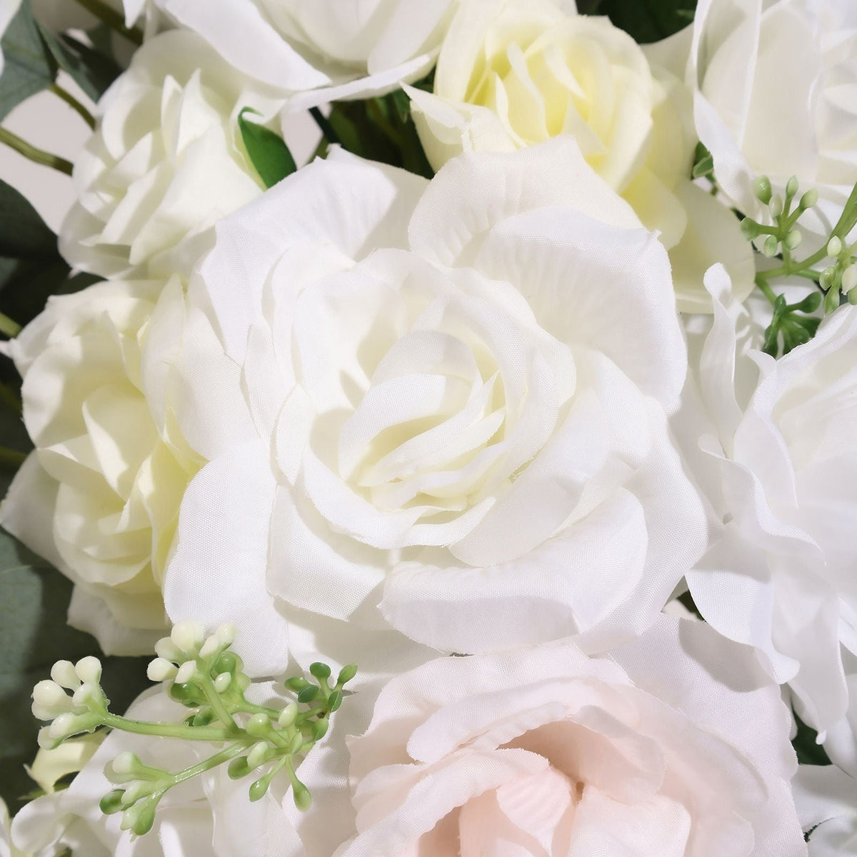 Artificial Wedding Arch Flowers Kit, White Wedding Arch Flowers with Drapes Kit (Pack of 3) - 2 Pcs Floral Arrangement, 1 Pcs Sheer Drapes, for Ceremony Bouquets Reception Backdrop Decoration